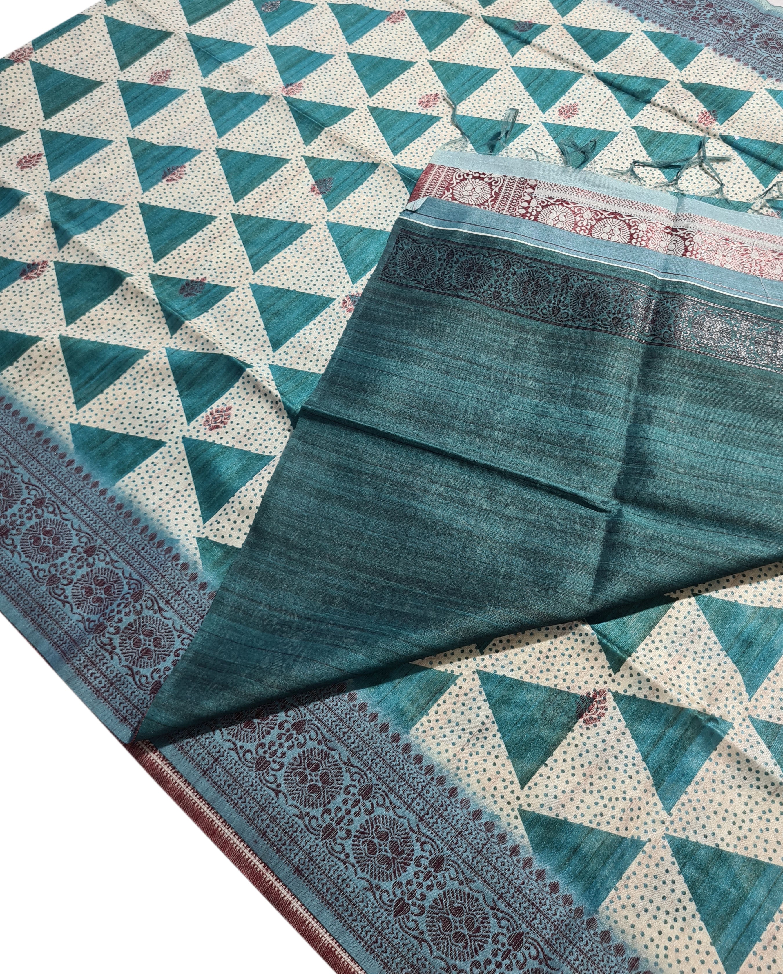 Semi Tussar Antic Design Sarees
