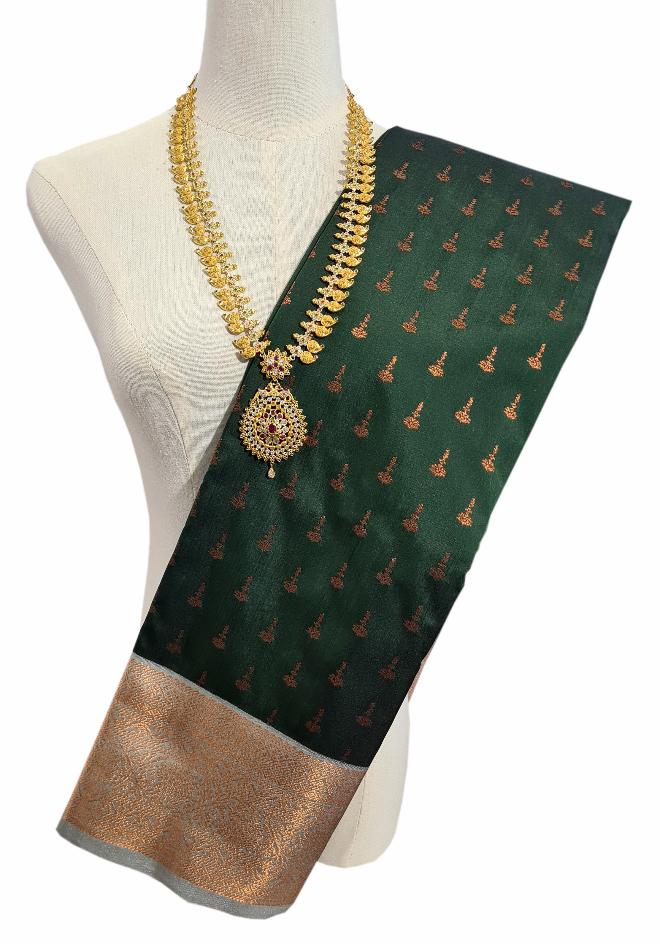 Kanchi Vegan Silk Saree With Contrast Blouse and Rich Jari Pallu