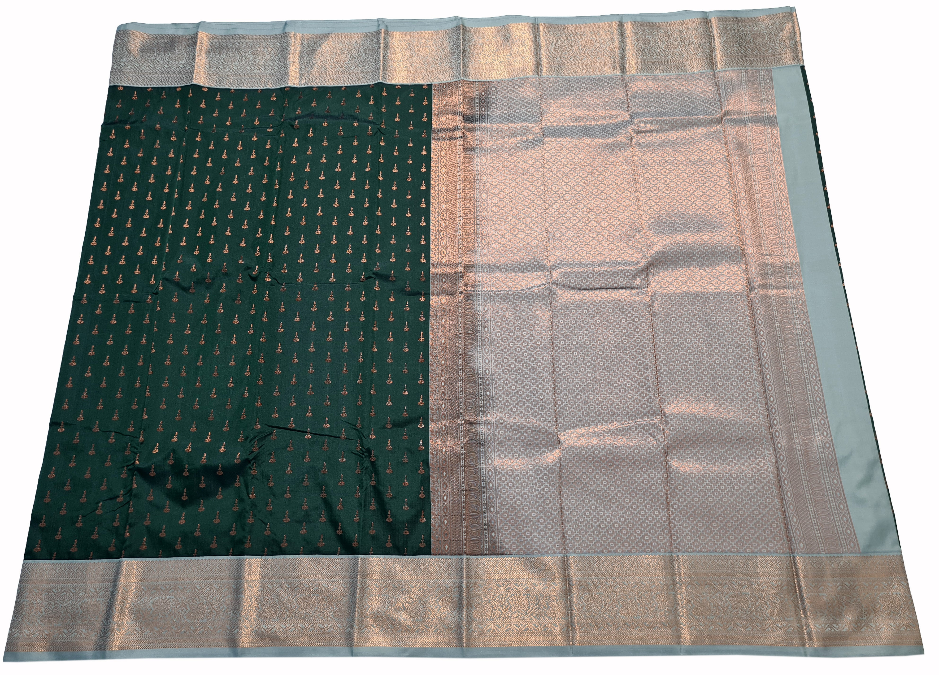 Kanchi Vegan Silk Saree With Contrast Blouse and Rich Jari Pallu