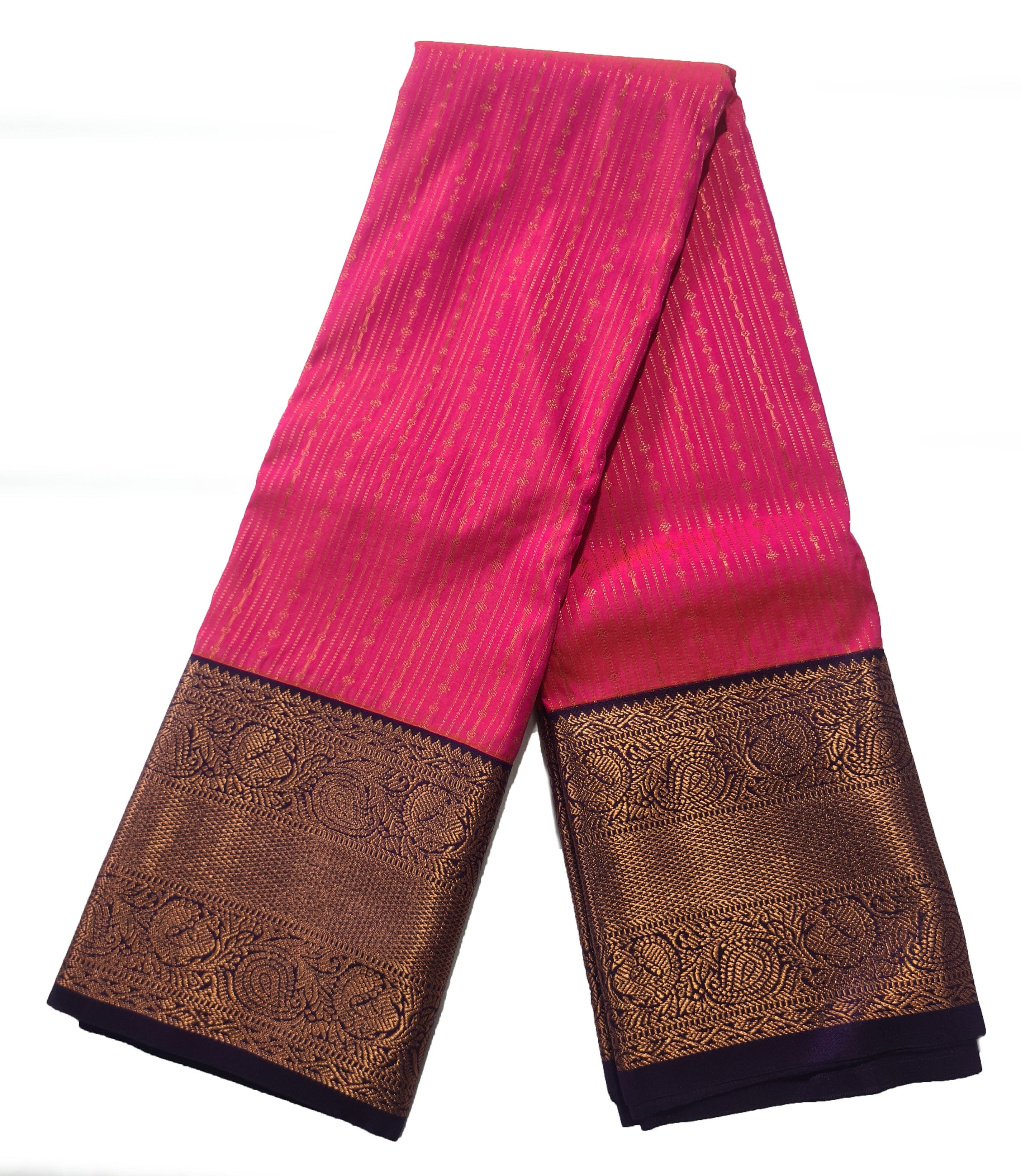 Kanchi Vegan Silk Saree With Contrast Blouse and Rich Jari Pallu
