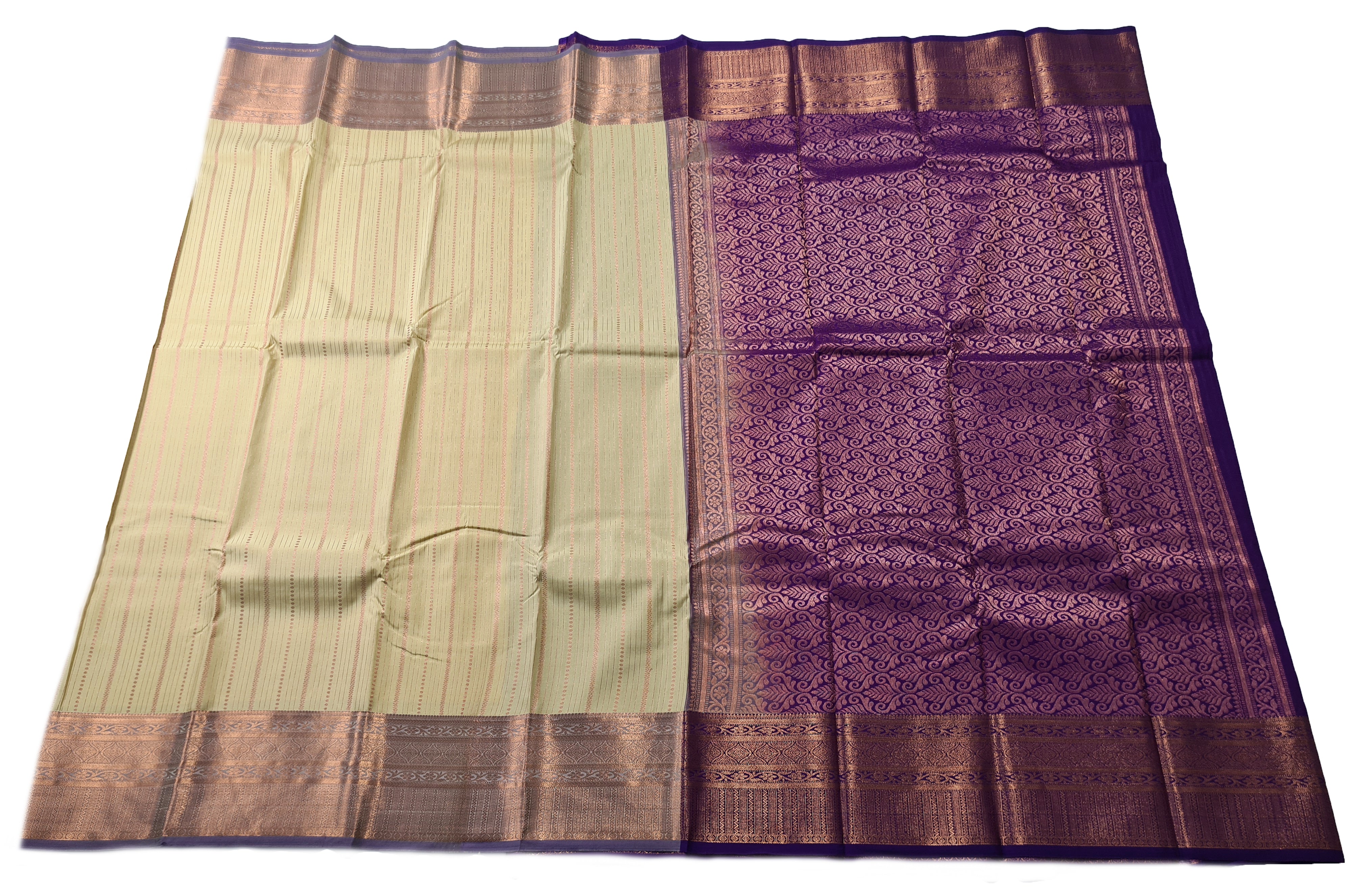 Kanchi Vegan Silk Saree With Contrast Blouse and Rich Jari Pallu