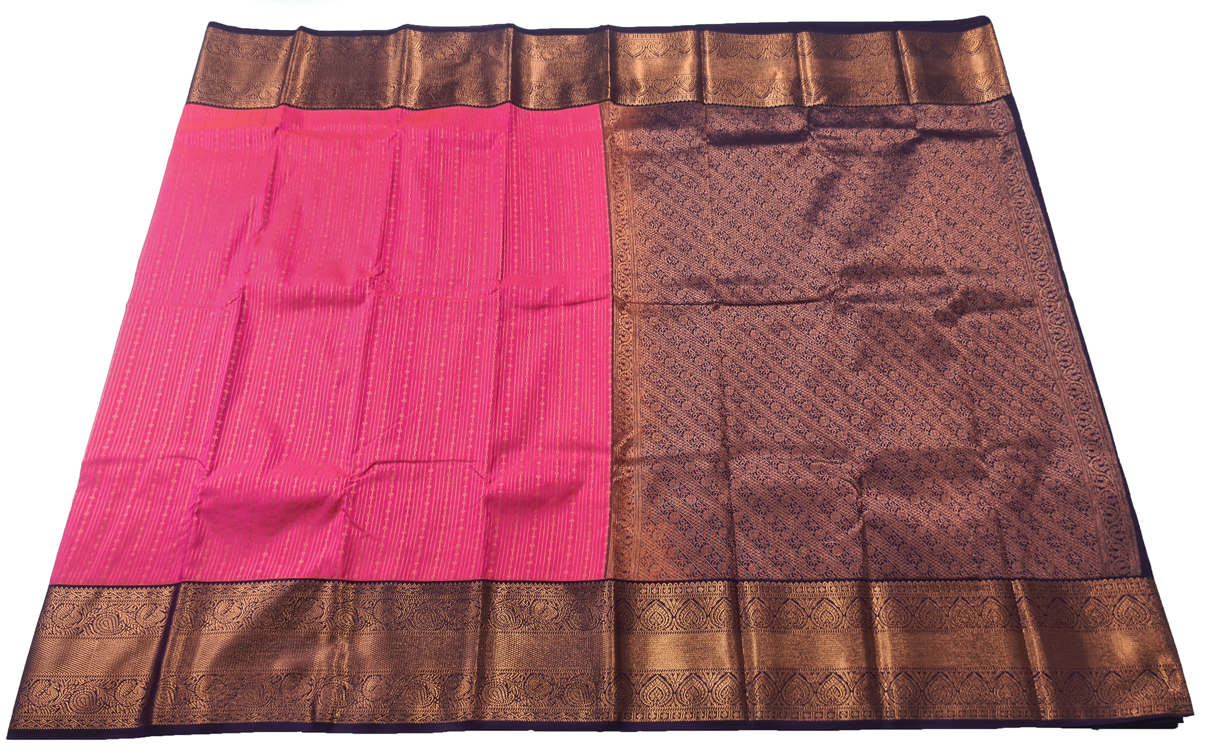 Kanchi Vegan Silk Saree With Contrast Blouse and Rich Jari Pallu