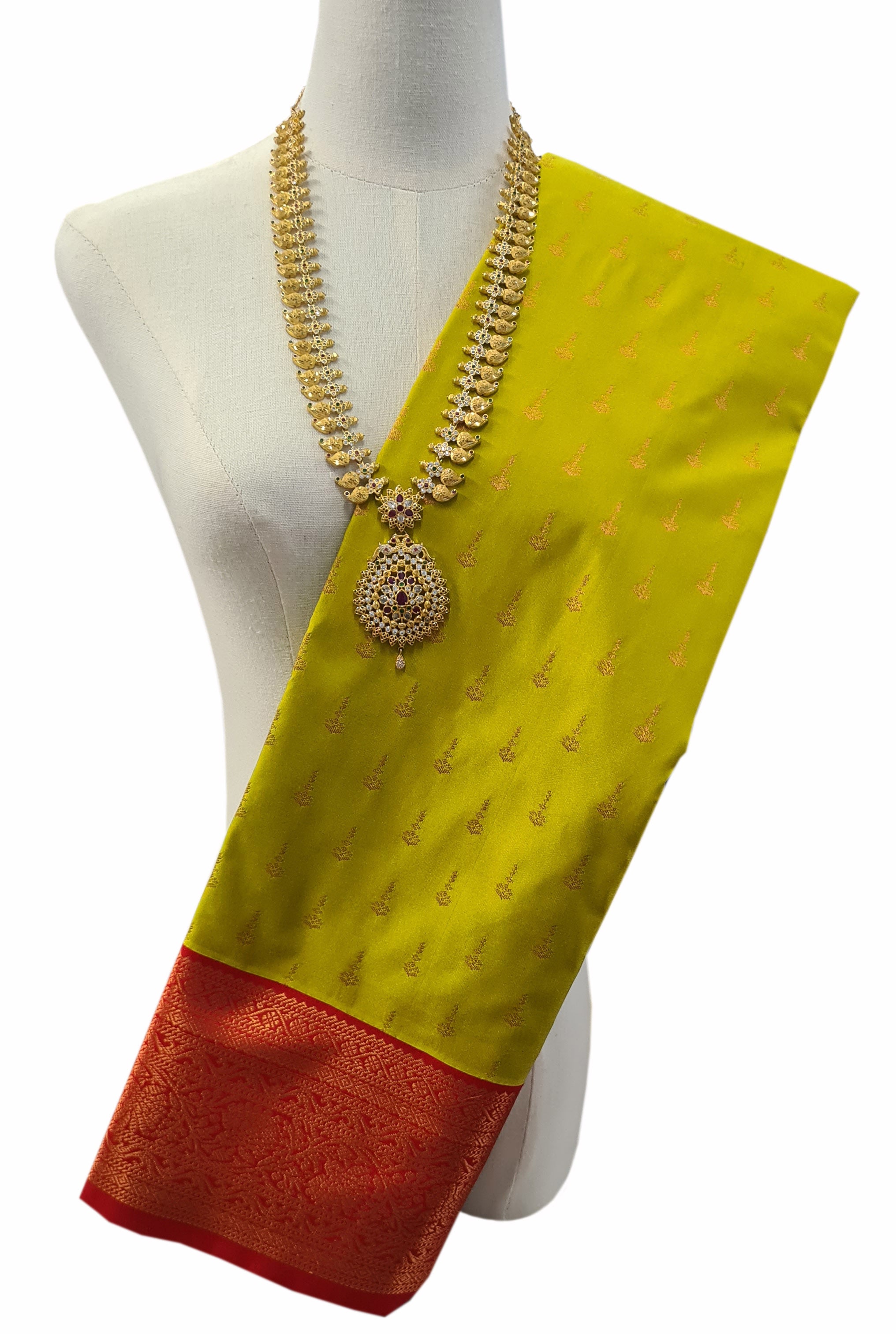 Kanchi Vegan Silk Saree With Contrast Blouse and Rich Jari Pallu