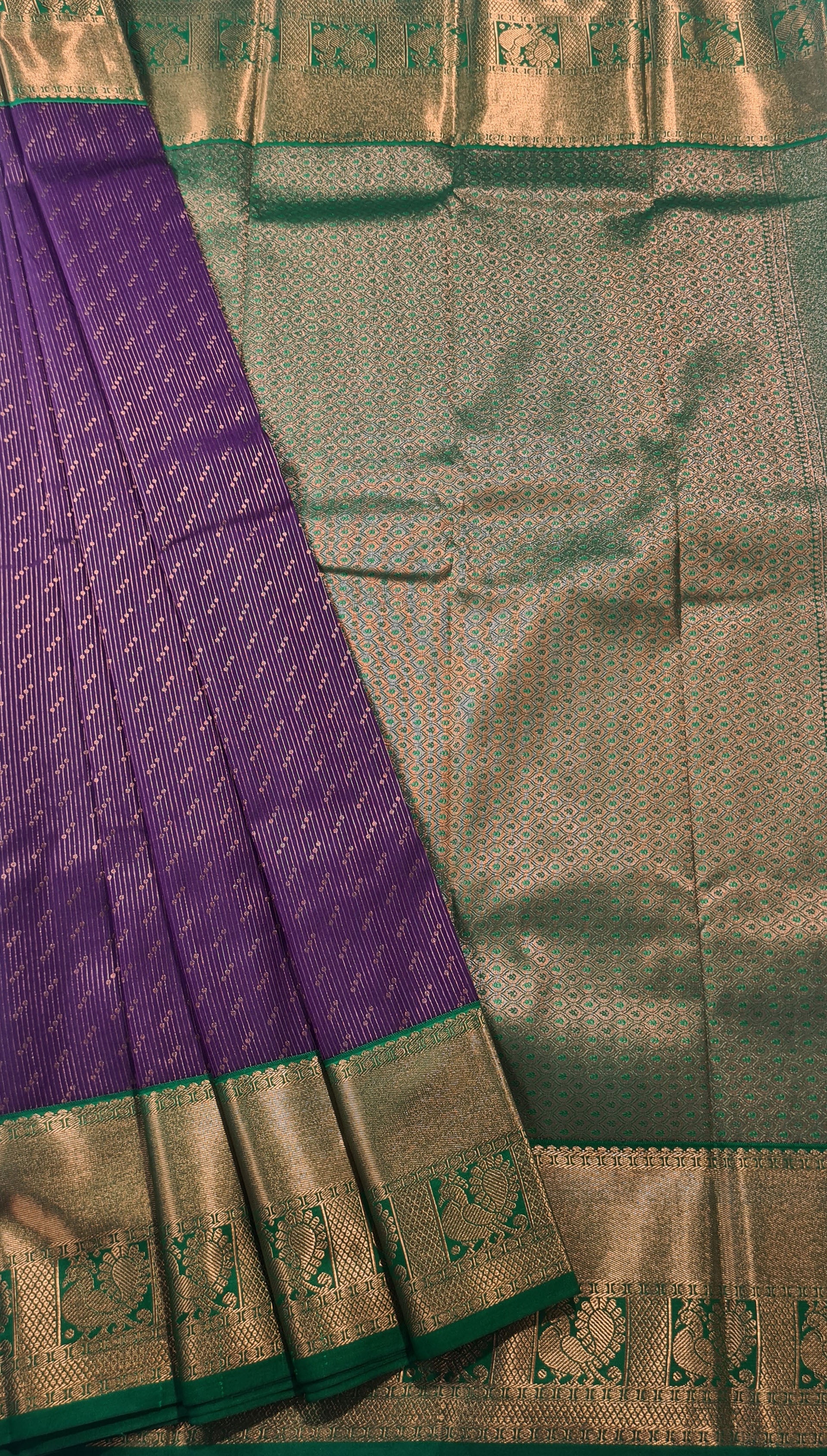 Kanchi Vegan Silk Saree With Contrast Blouse and Rich Jari Pallu