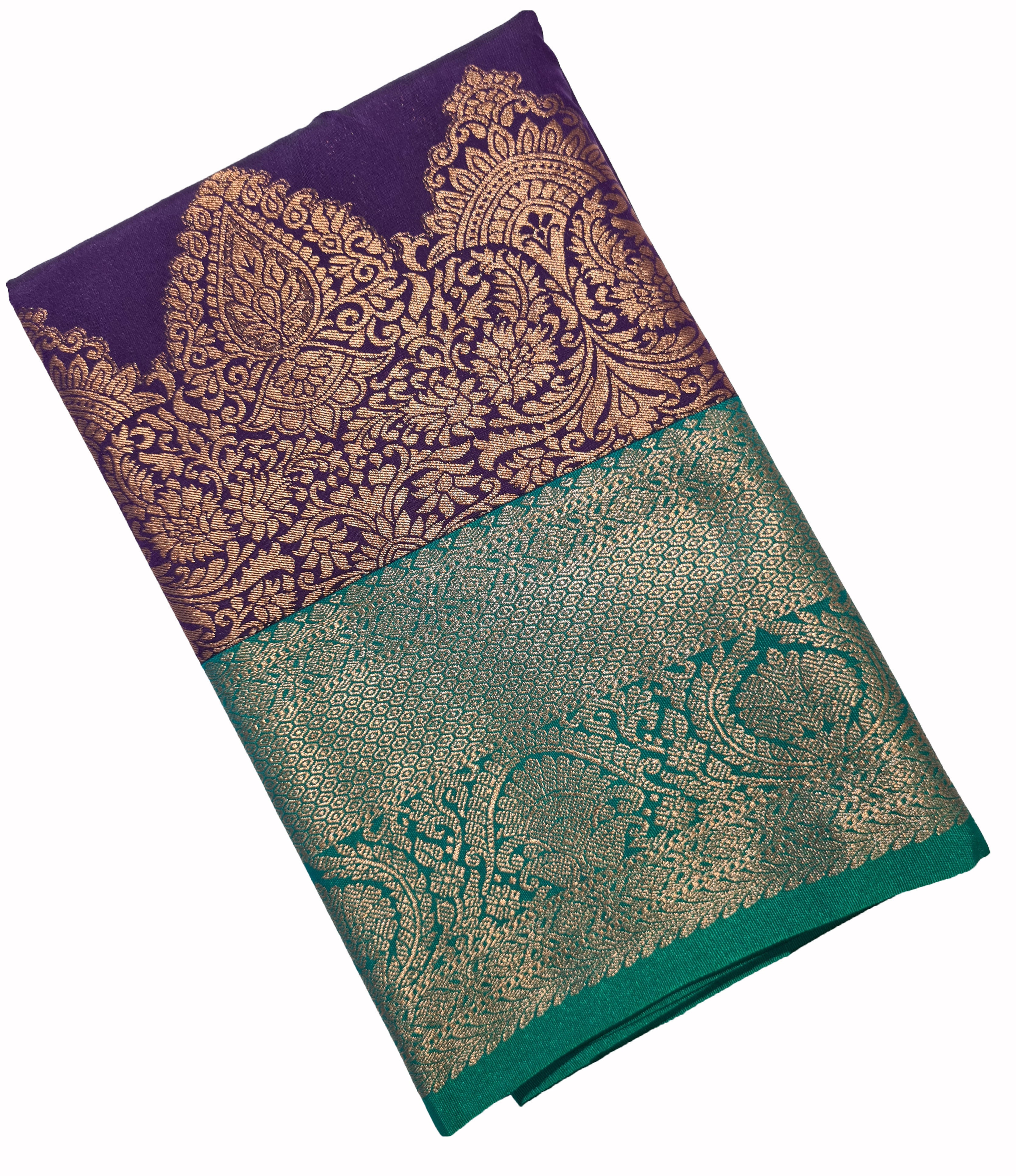 Kanchi Vegan Silk Saree With Contrast Blouse and Rich Jari Pallu