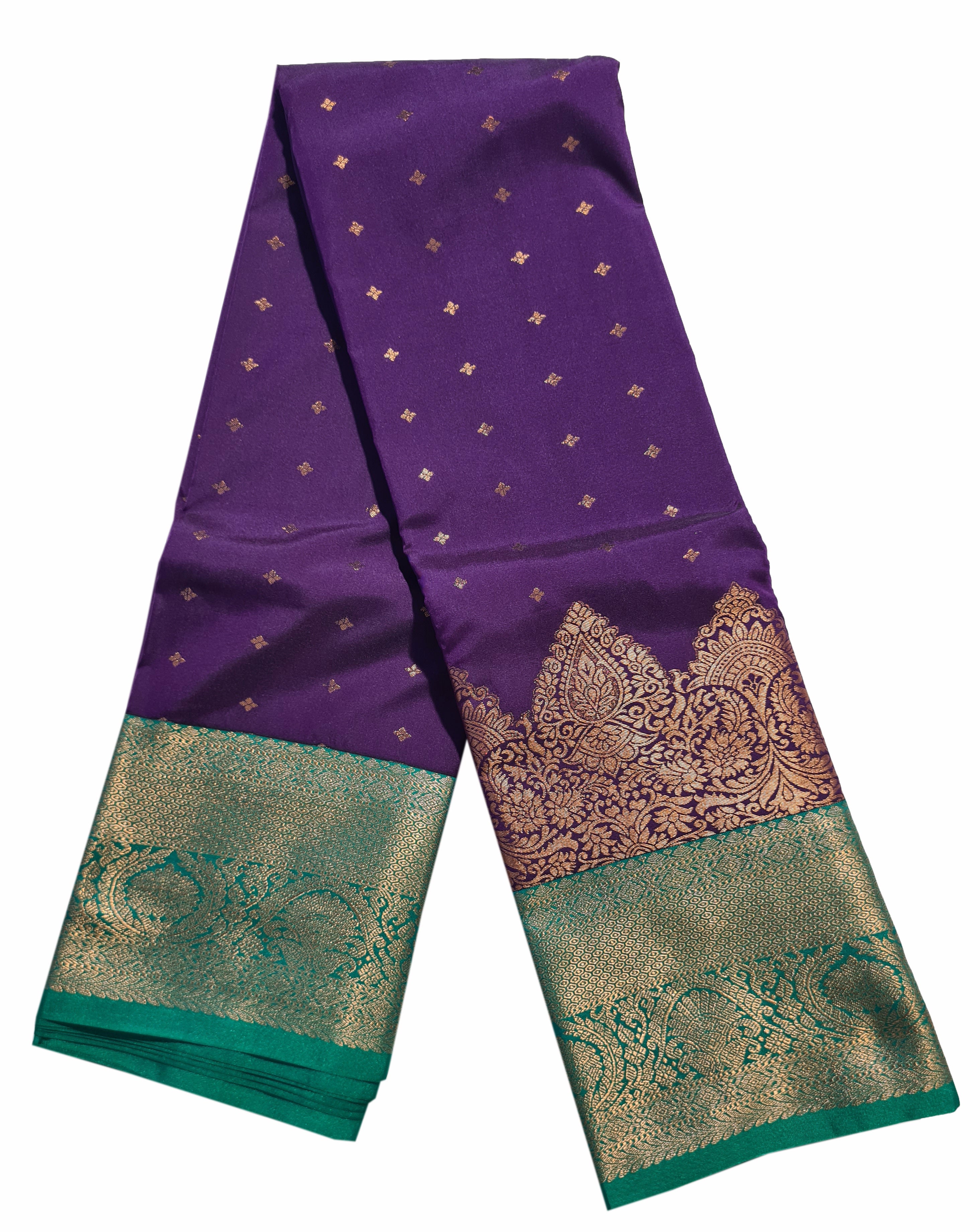 Kanchi Vegan Silk Saree With Contrast Blouse and Rich Jari Pallu