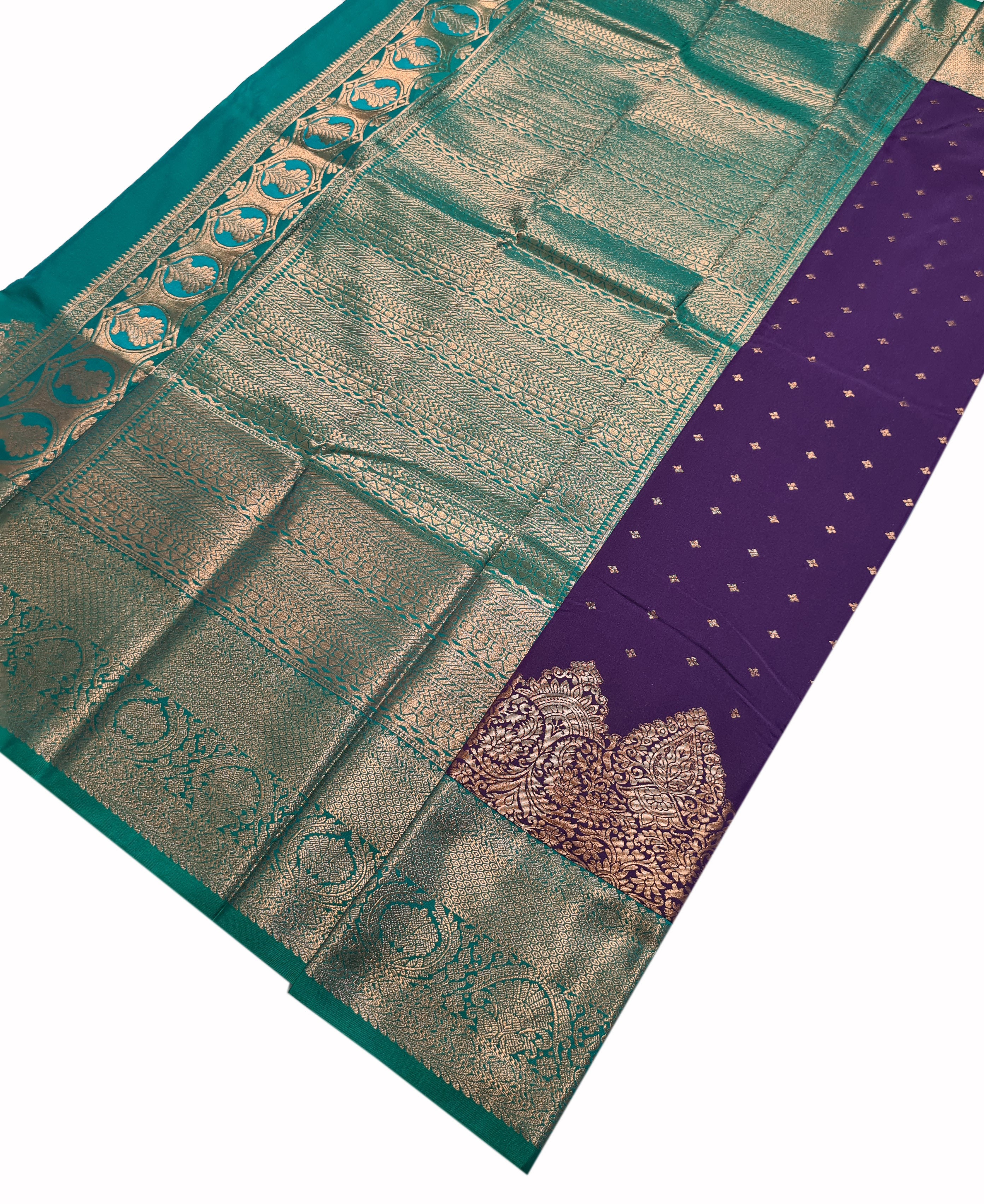 Kanchi Vegan Silk Saree With Contrast Blouse and Rich Jari Pallu