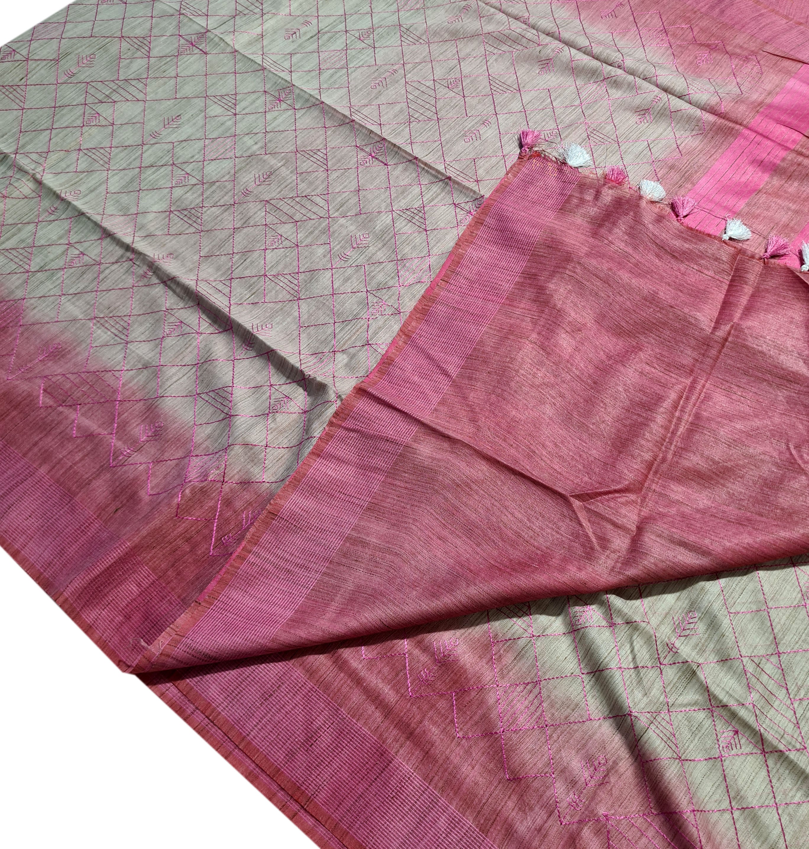 Semi Tussar  Antic Design Sarees