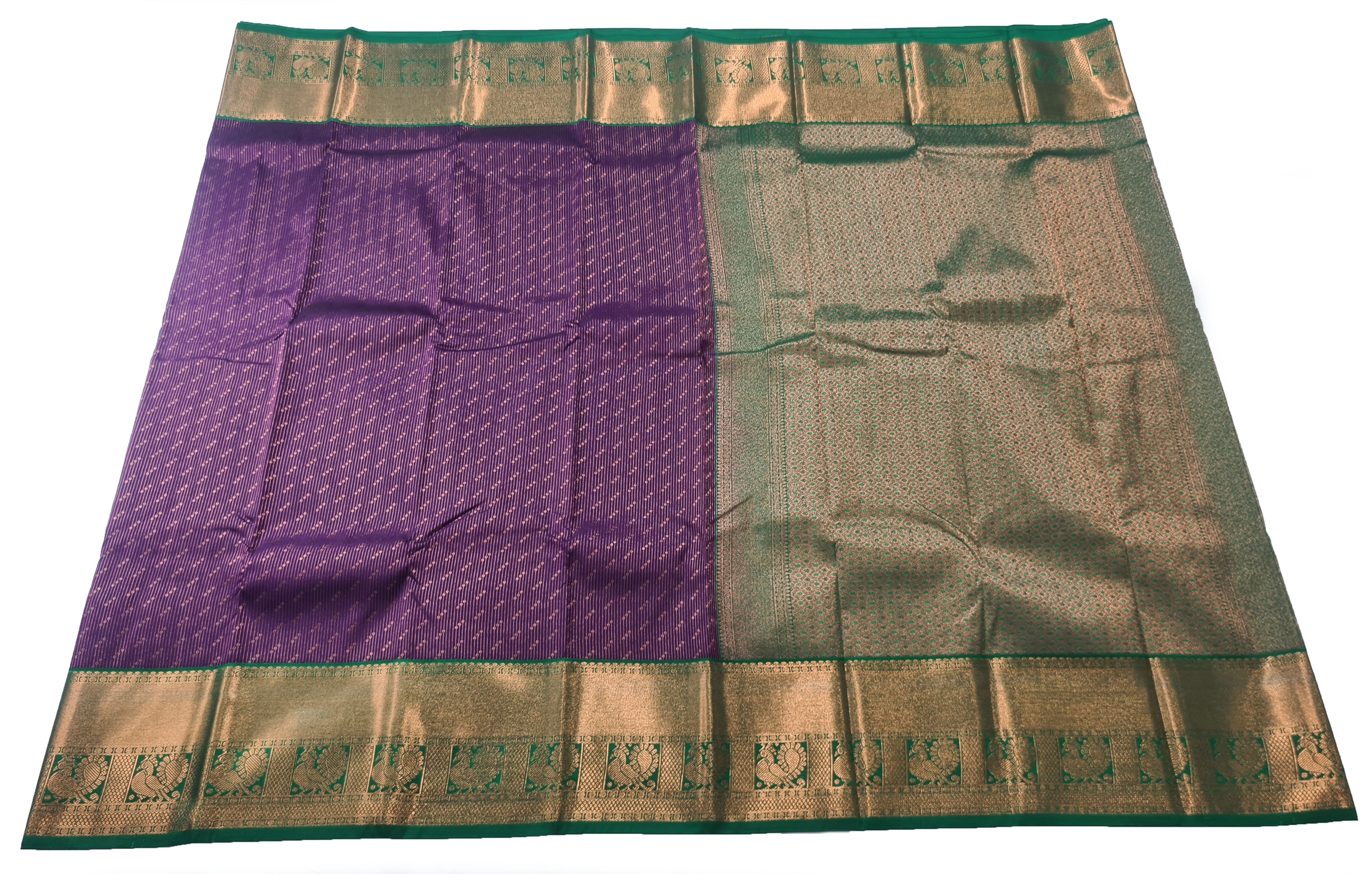 Kanchi Vegan Silk Saree With Contrast Blouse and Rich Jari Pallu