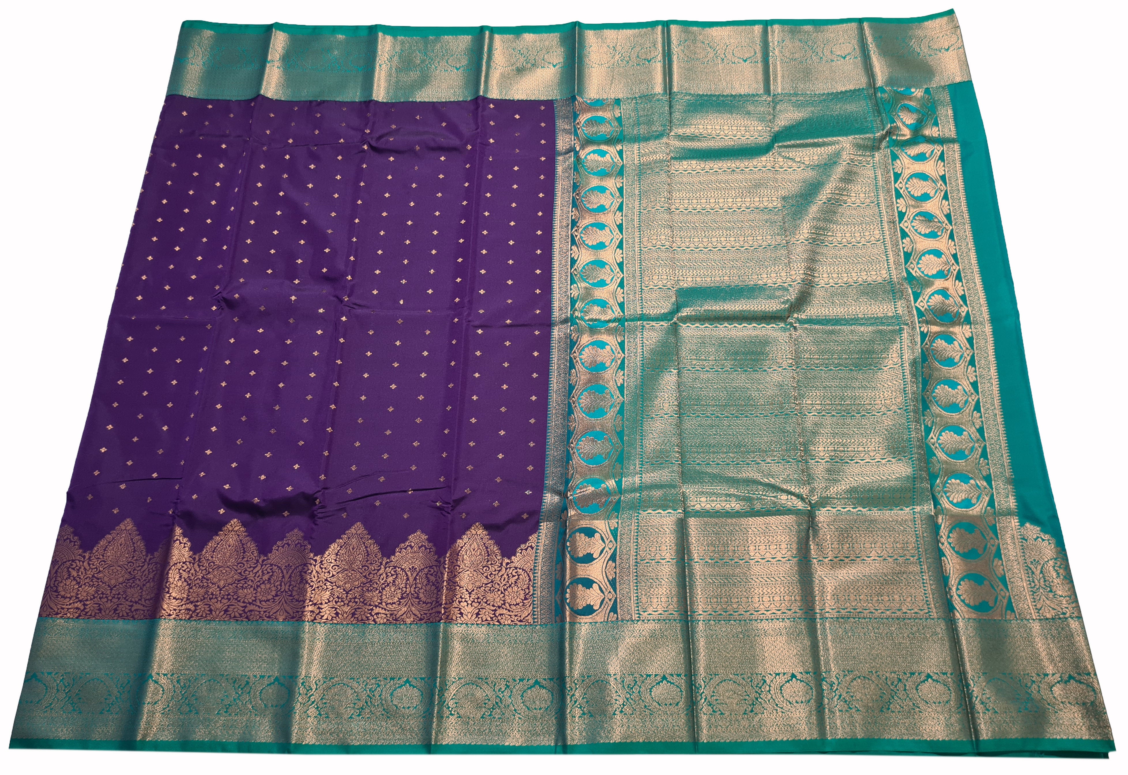 Kanchi Vegan Silk Saree With Contrast Blouse and Rich Jari Pallu