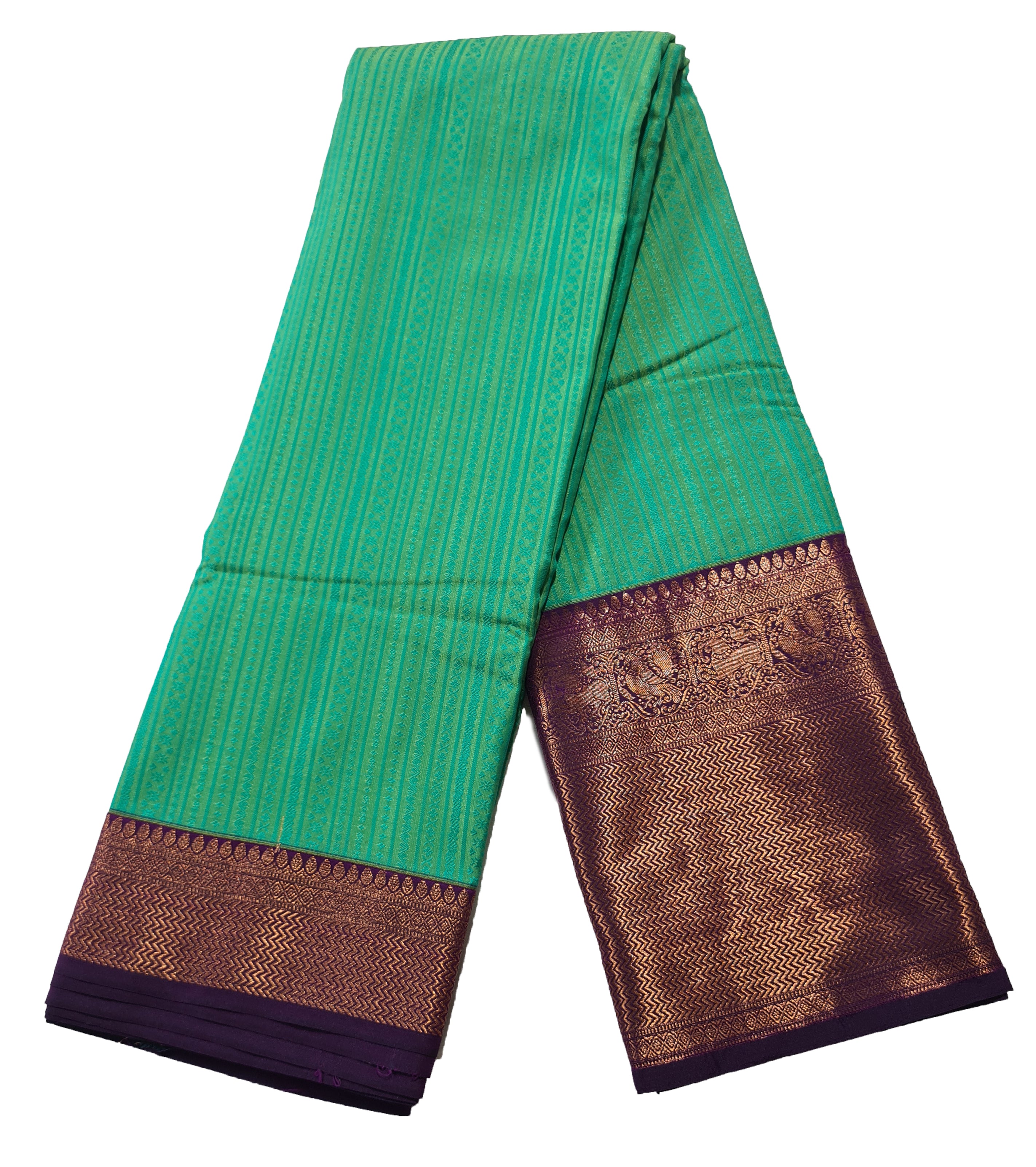 Kanchi Vegan Silk Saree With Contrast Blouse and Rich Jari Pallu