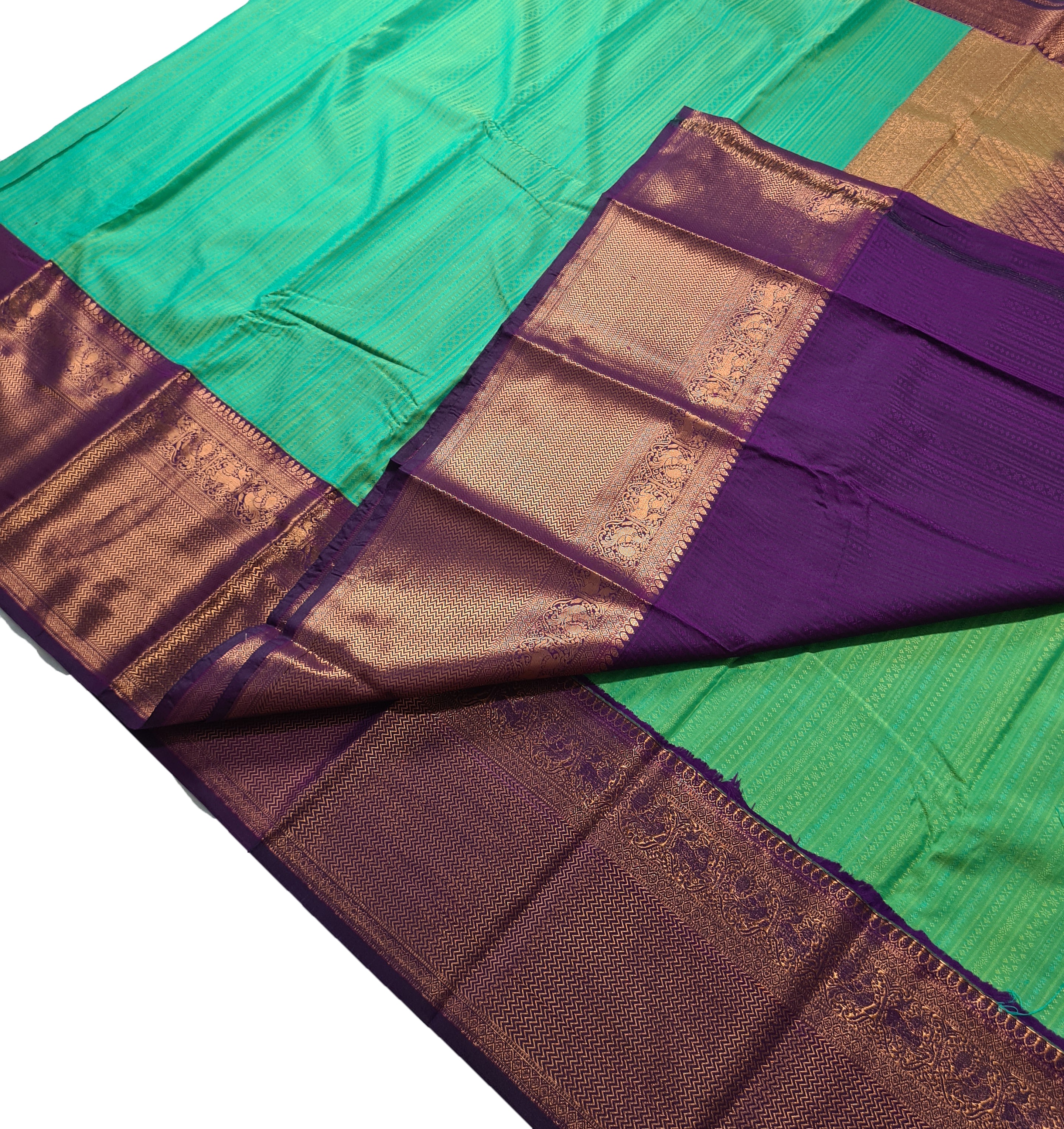 Kanchi Vegan Silk Saree With Contrast Blouse and Rich Jari Pallu
