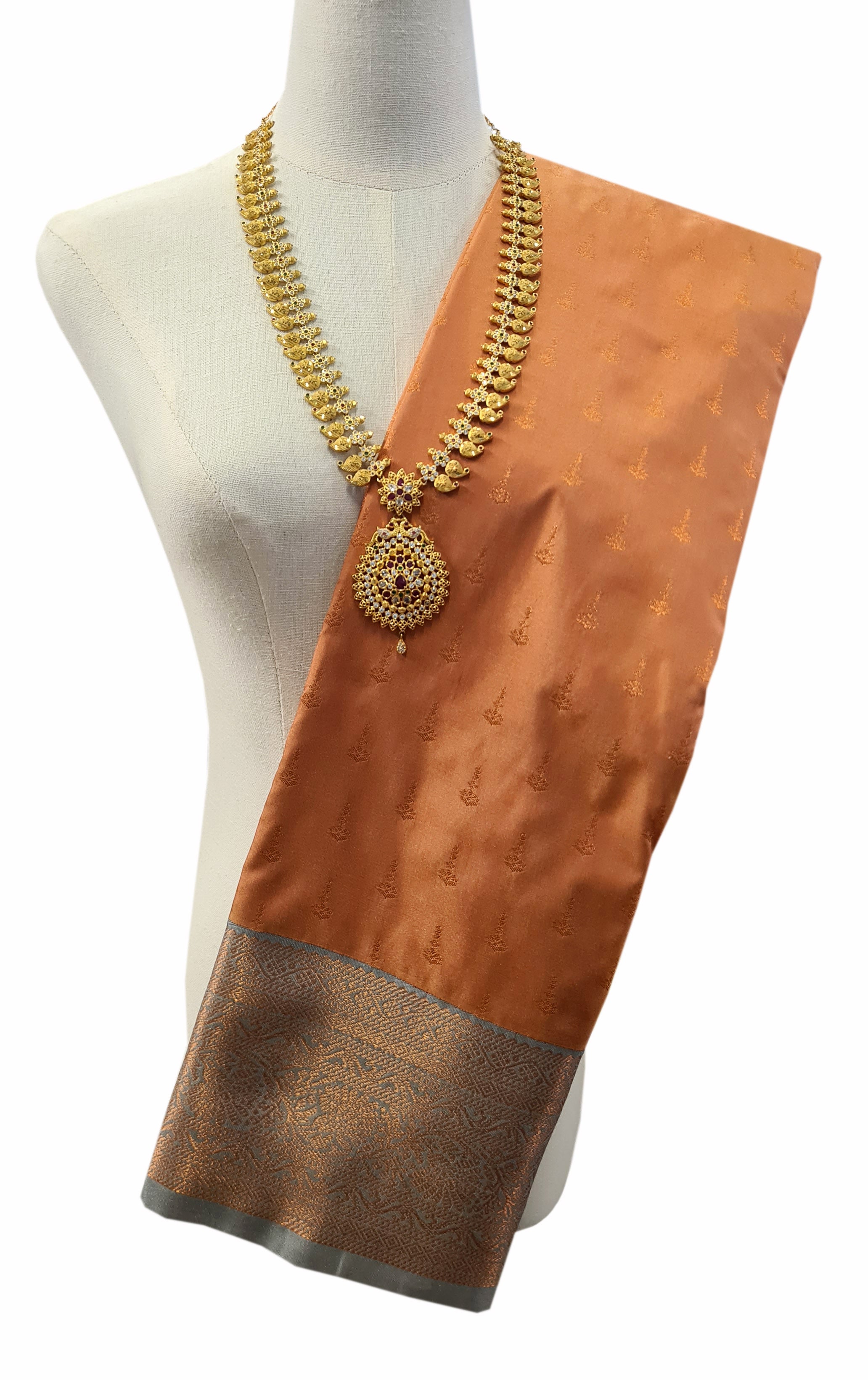 Kanchi Vegan Silk Saree With Contrast Blouse and Rich Jari Pallu