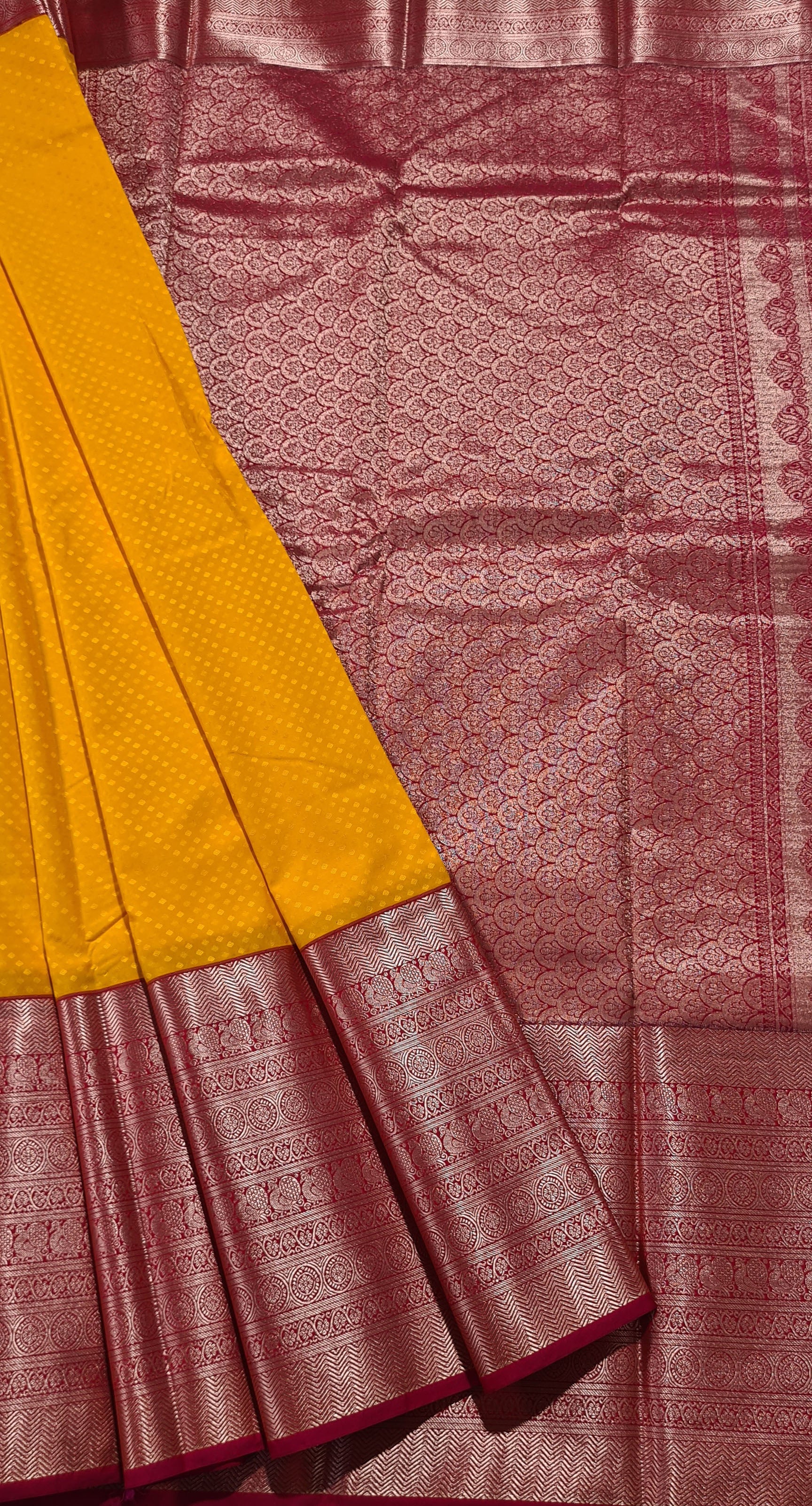 Kanchi Vegan Silk Saree With Contrast Blouse and Rich Jari Pallu
