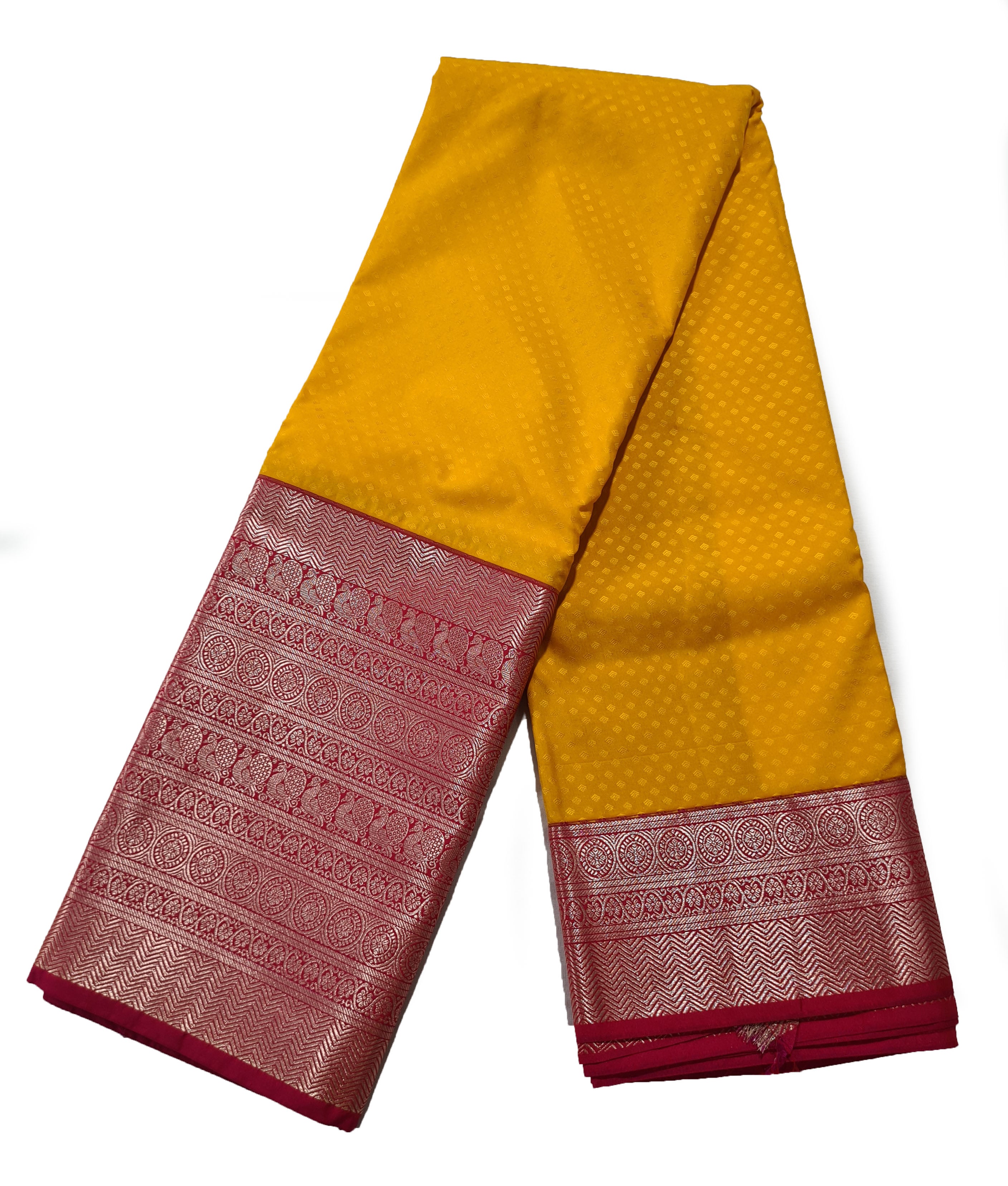 Kanchi Vegan Silk Saree With Contrast Blouse and Rich Jari Pallu