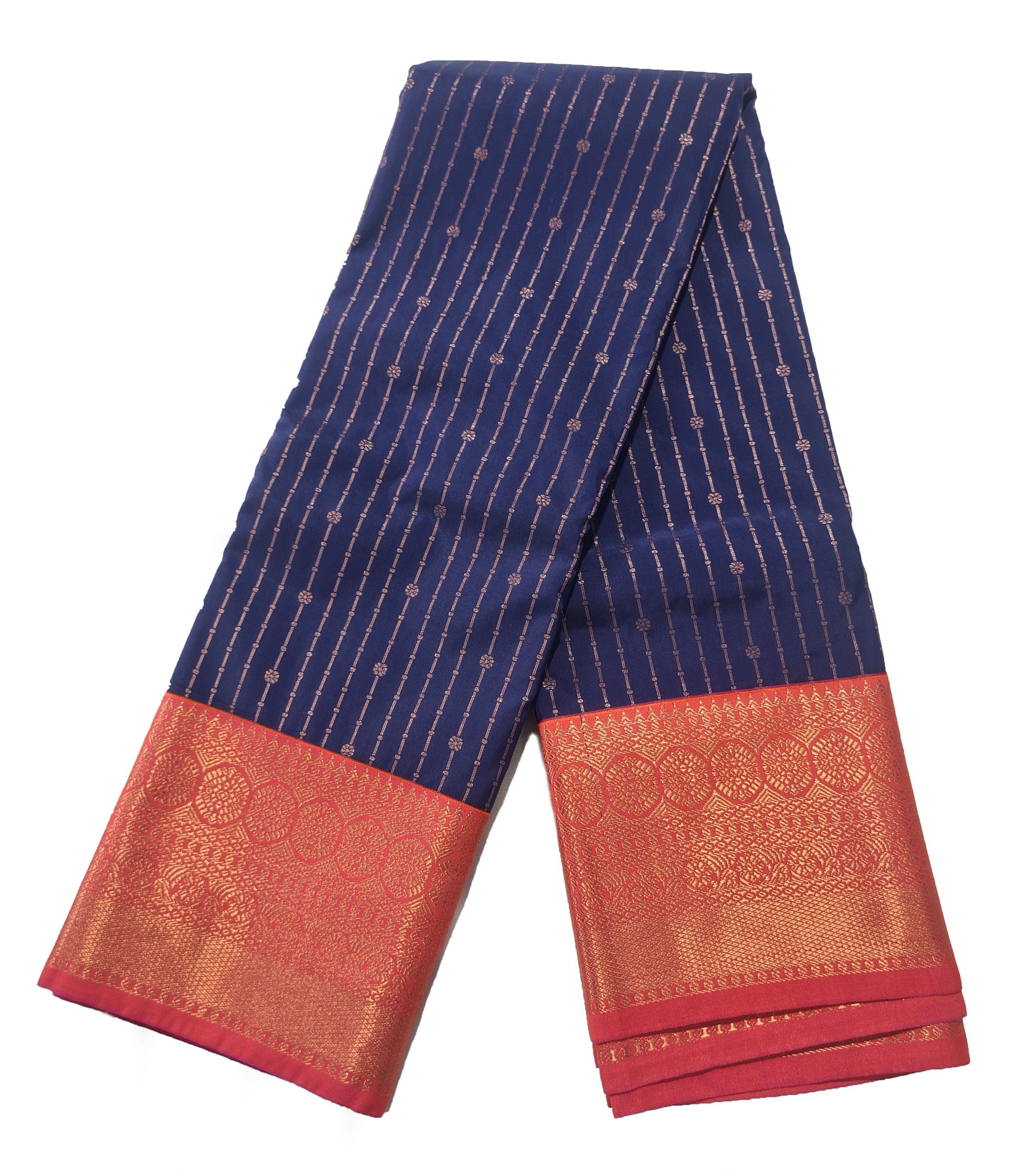 Kanchi Vegan Silk Saree With Contrast Blouse and Rich Jari Pallu
