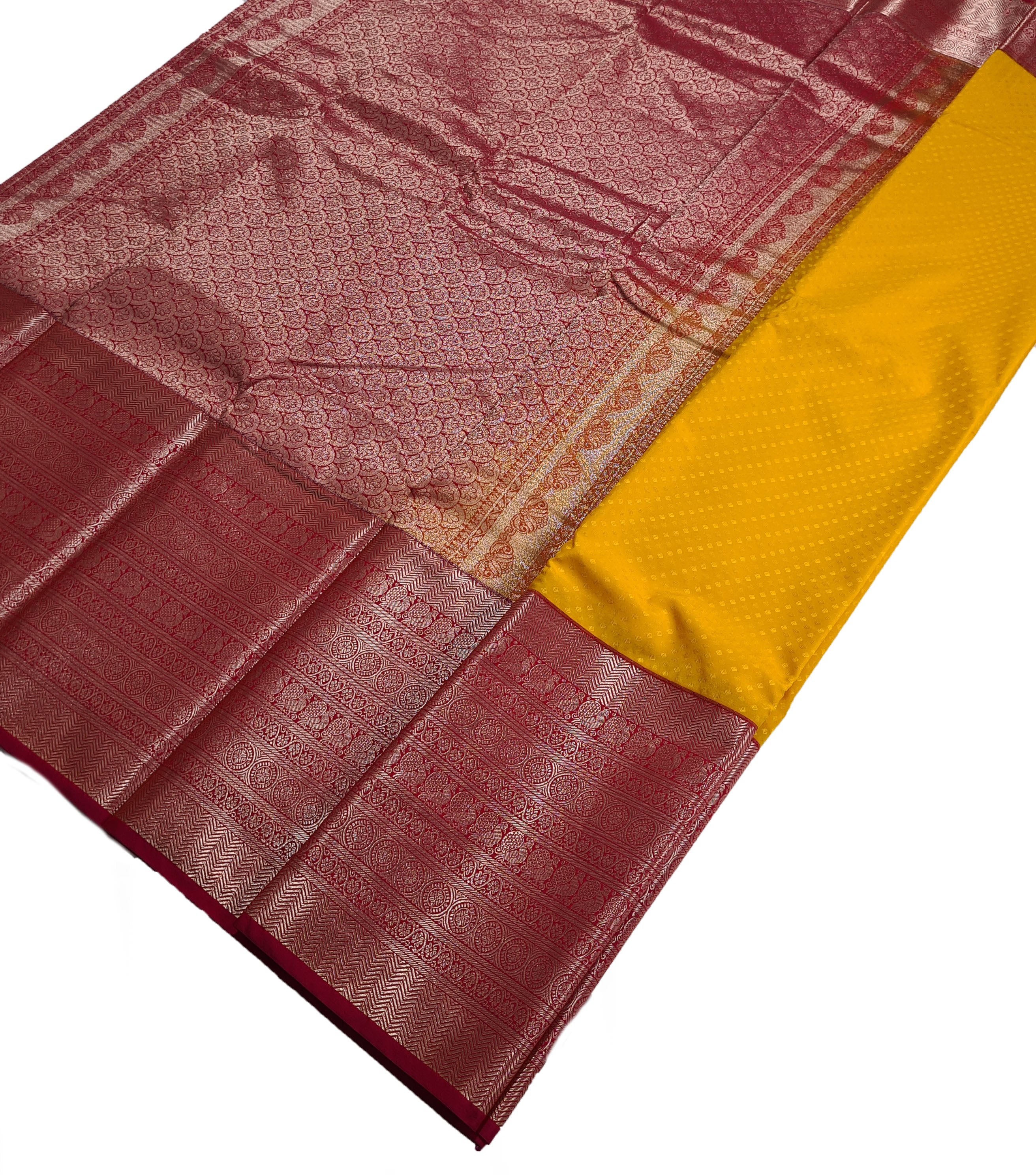 Kanchi Vegan Silk Saree With Contrast Blouse and Rich Jari Pallu