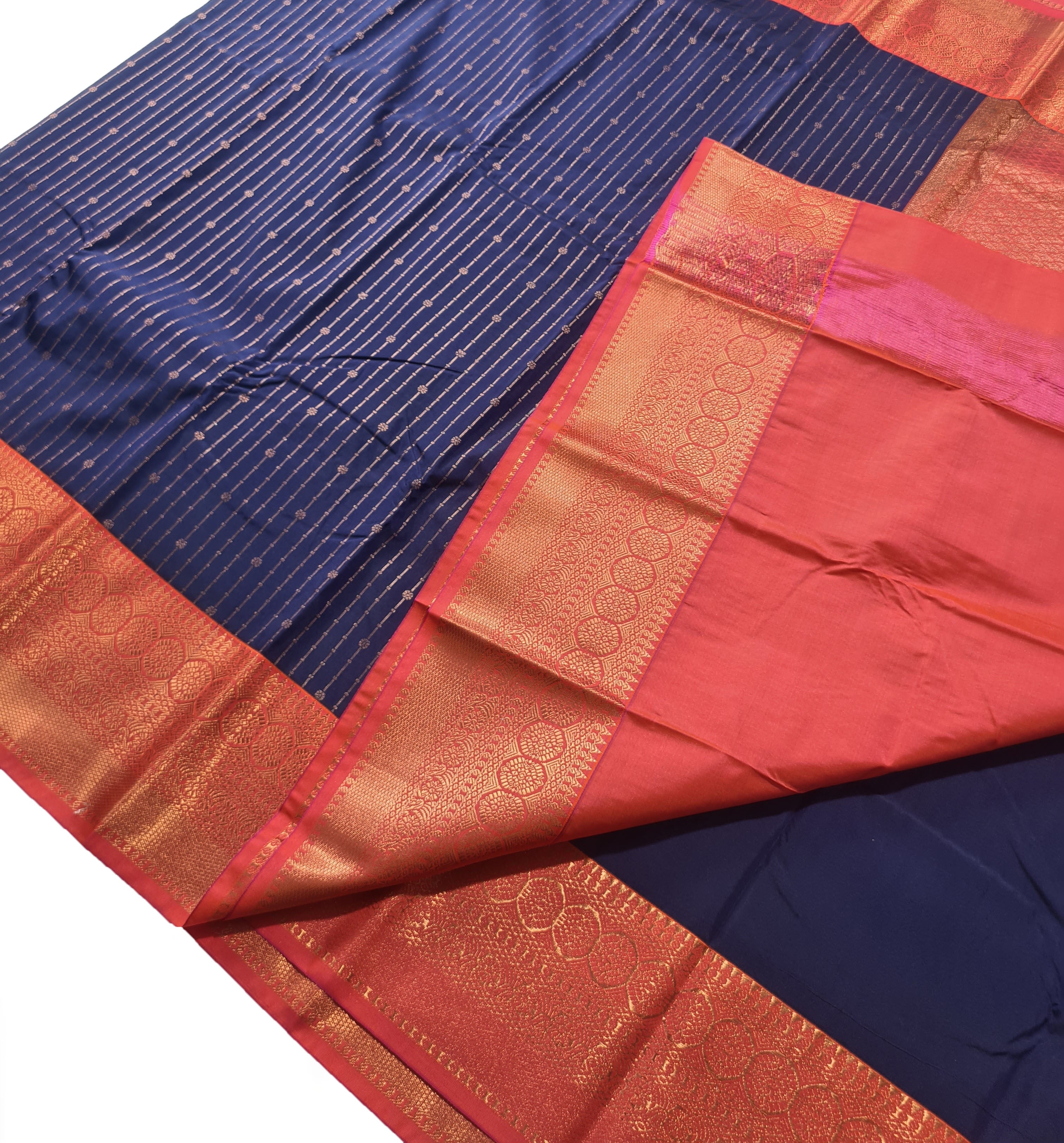Kanchi Vegan Silk Saree With Contrast Blouse and Rich Jari Pallu
