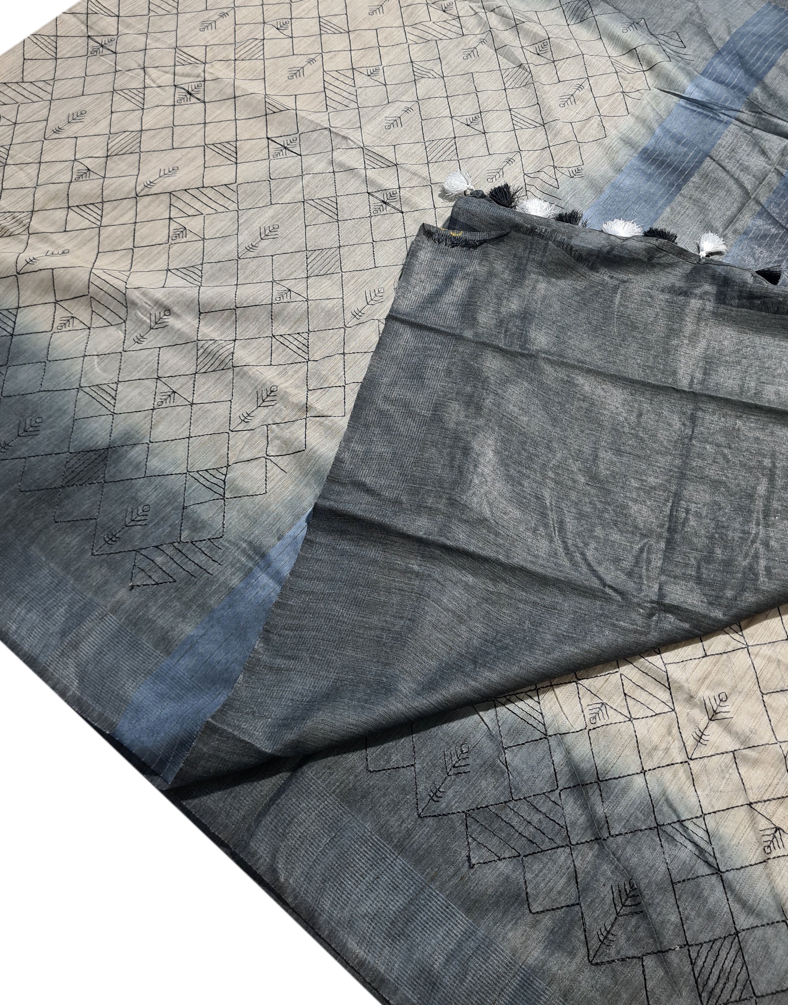 Semi Tussar Antic Design Sarees