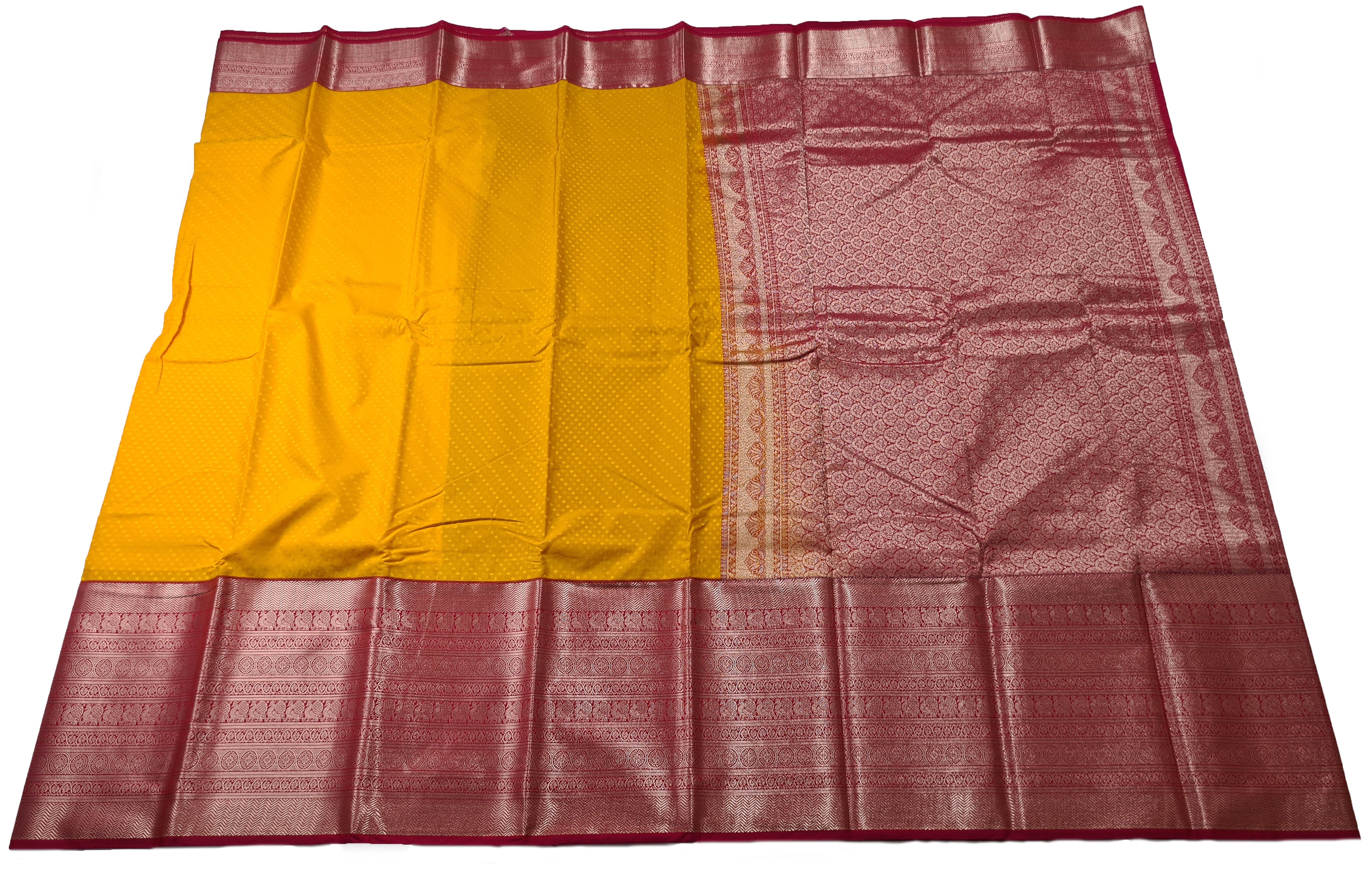 Kanchi Vegan Silk Saree With Contrast Blouse and Rich Jari Pallu