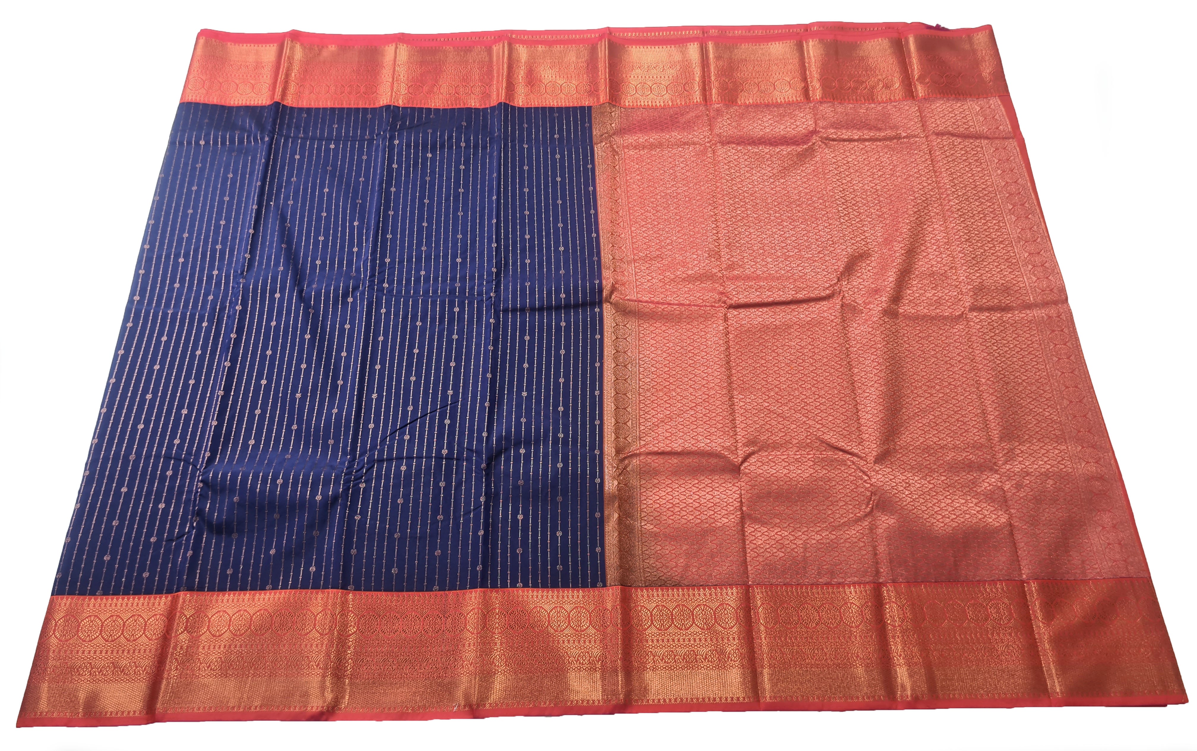 Kanchi Vegan Silk Saree With Contrast Blouse and Rich Jari Pallu