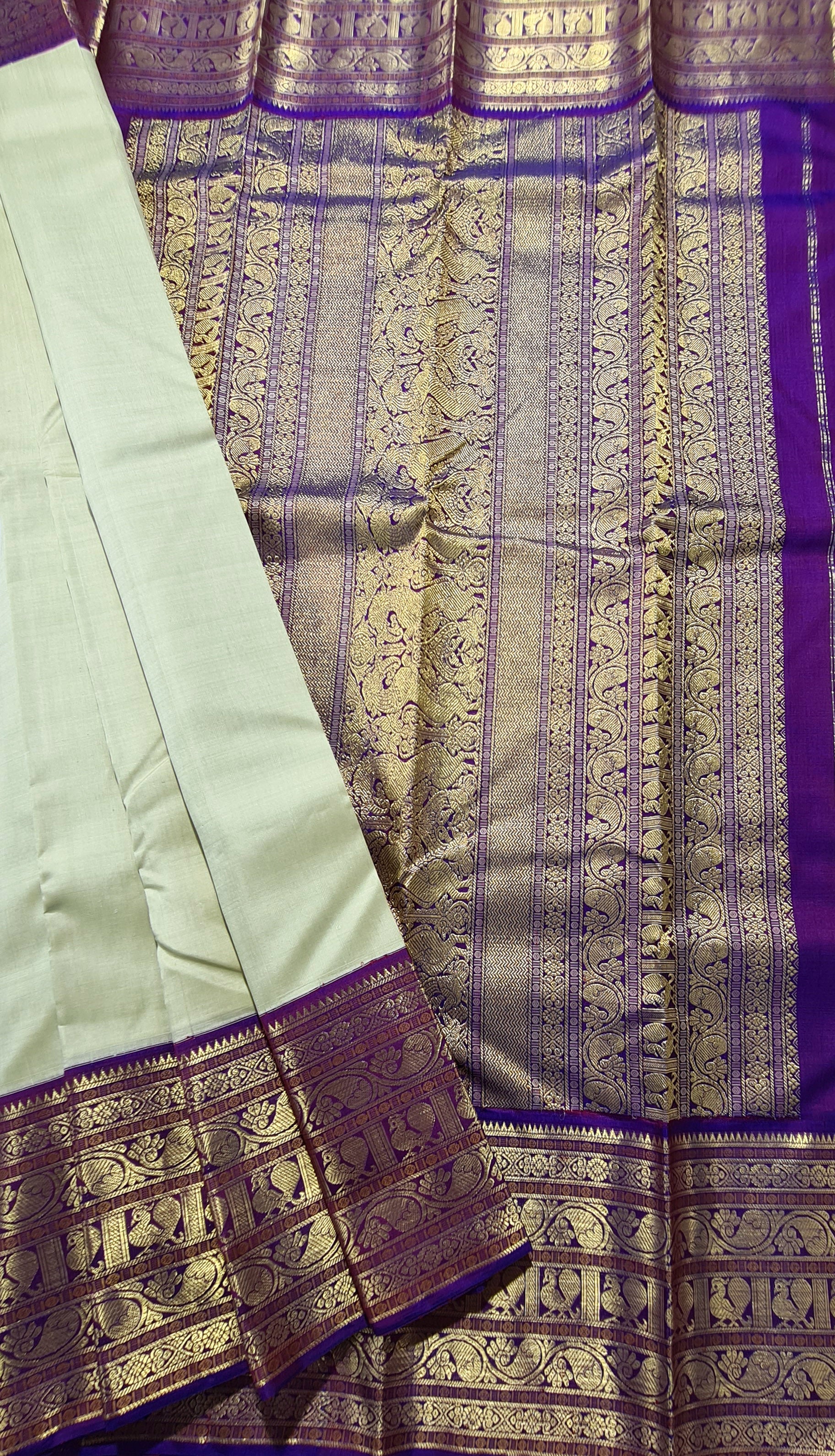 Korvai border Kanchipuram Pure Silk Saree with 2g pure zari