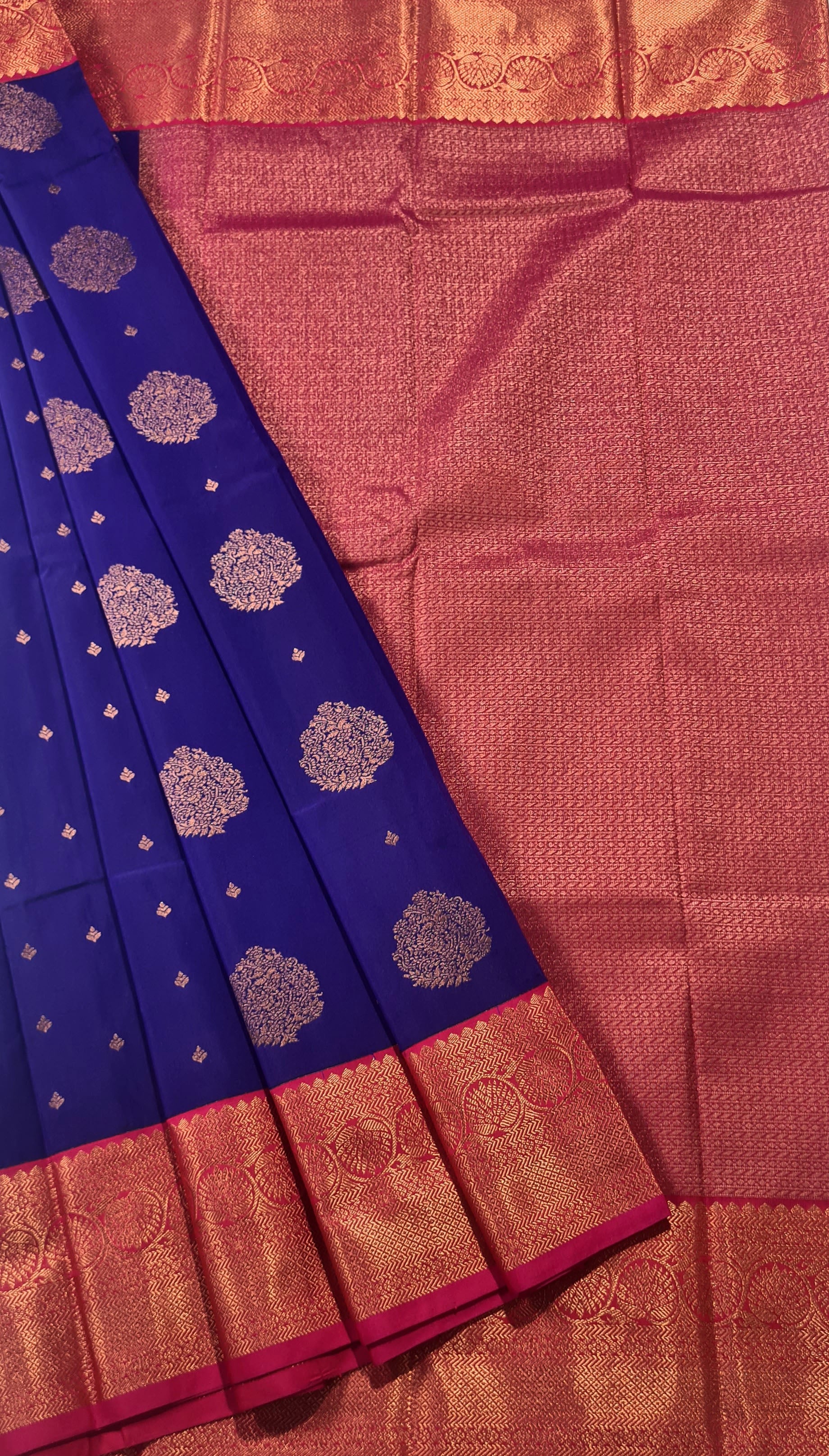 Kanchi Vegan Silk Saree With Contrast Blouse and Rich Jari Pallu