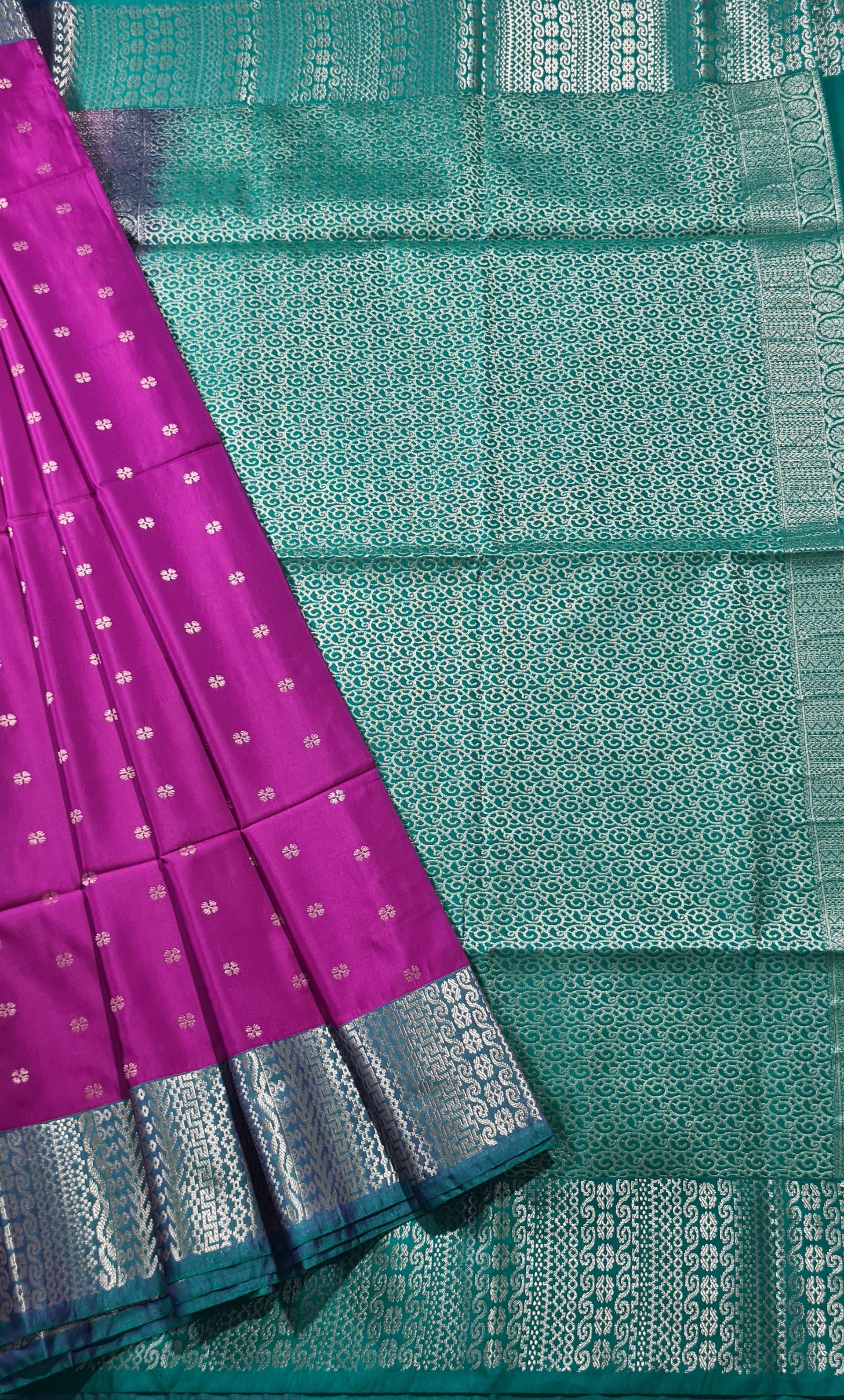 Kanchi Vegan Silk Saree With Contrast Blouse and Rich Jari Pallu