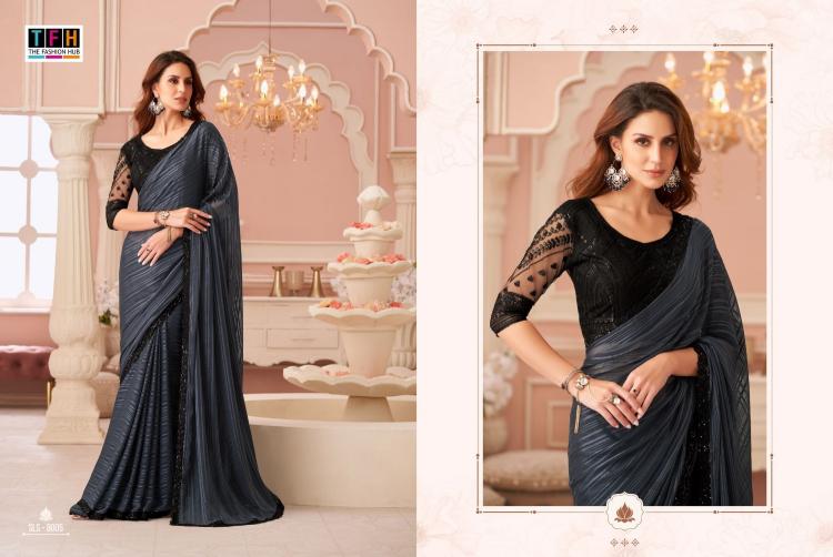 TFH Presents Salsa Style Designer Sarees With stitched blouse – ready size 36, margin up to 40