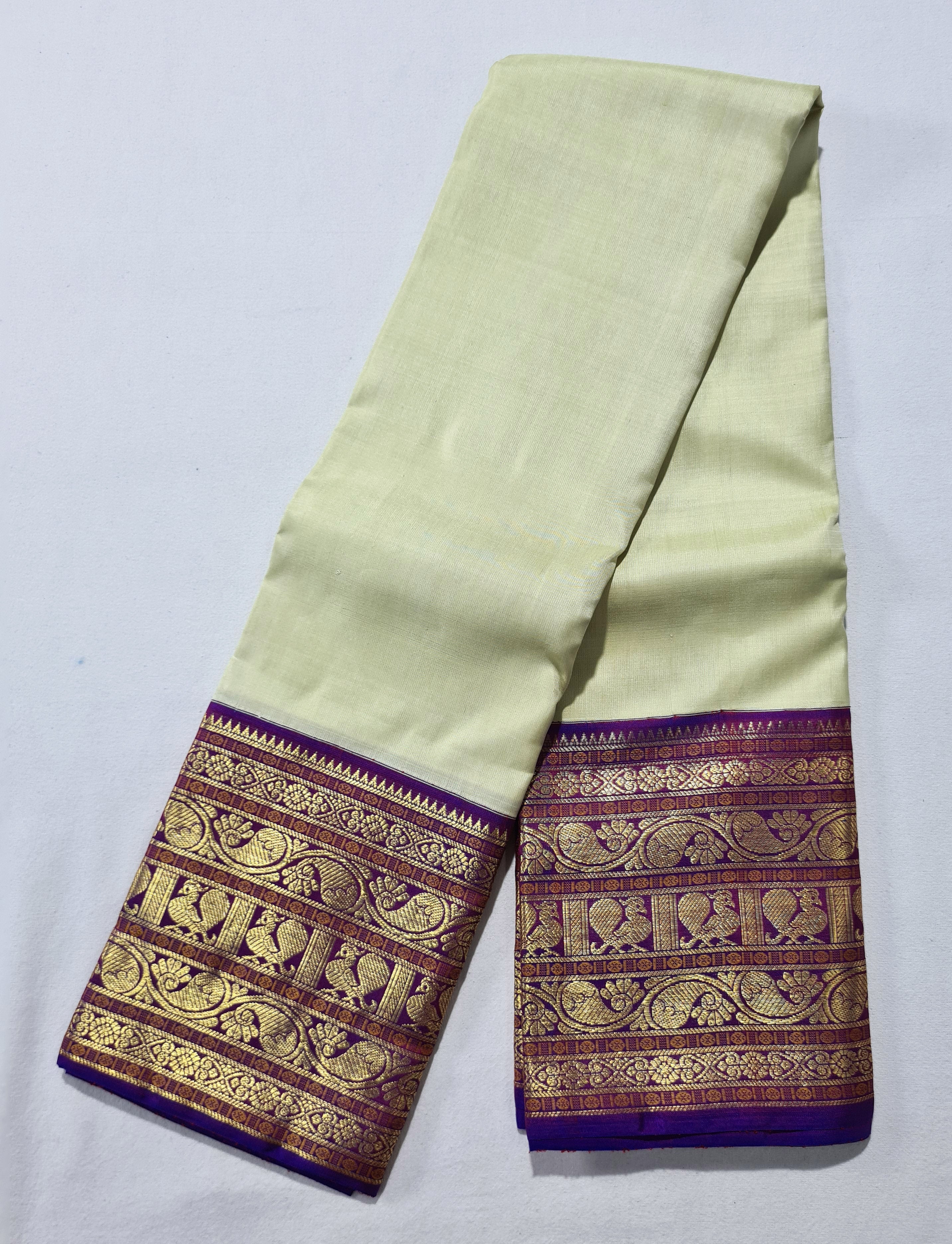 Korvai border Kanchipuram Pure Silk Saree with 2g pure zari