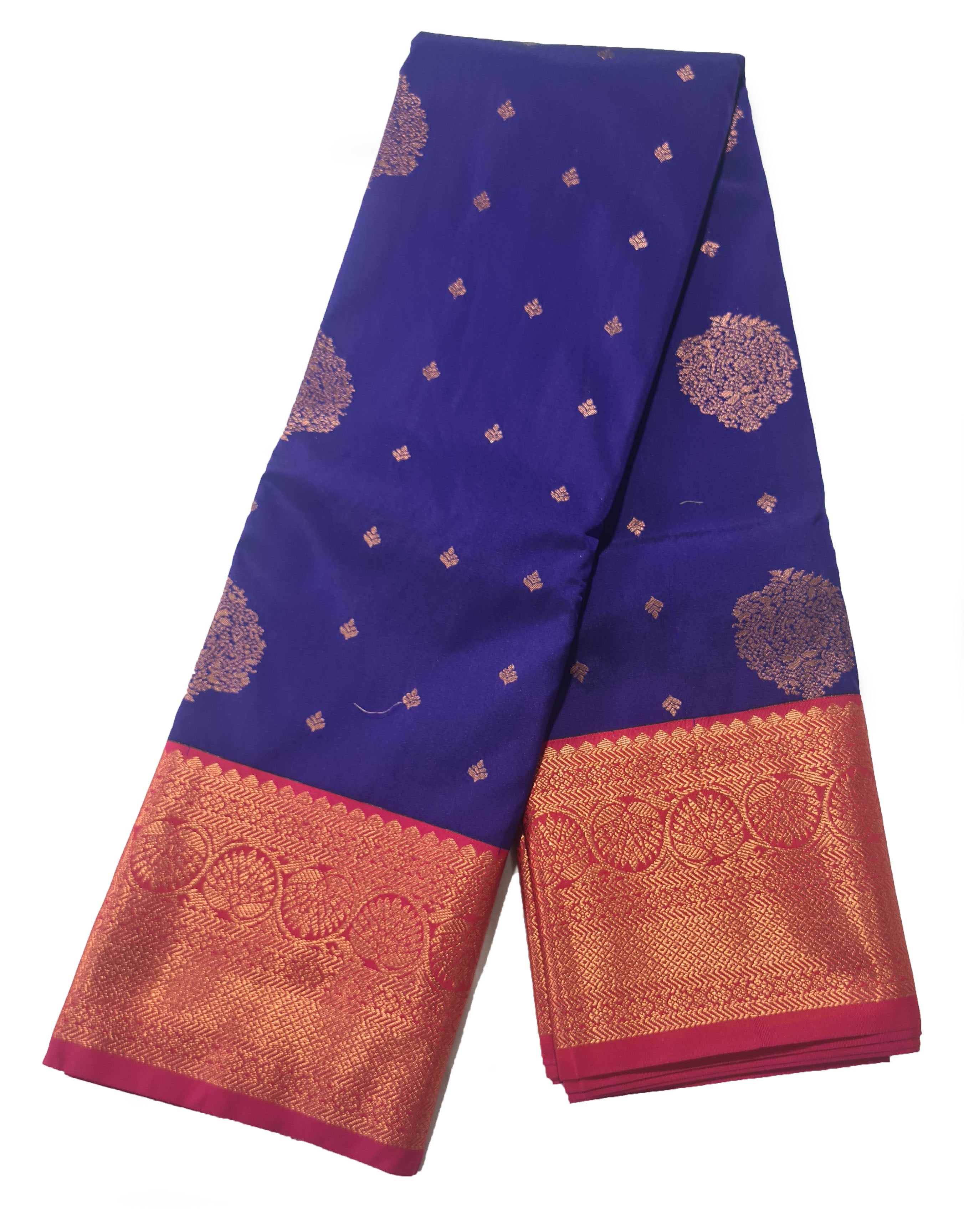 Kanchi Vegan Silk Saree With Contrast Blouse and Rich Jari Pallu