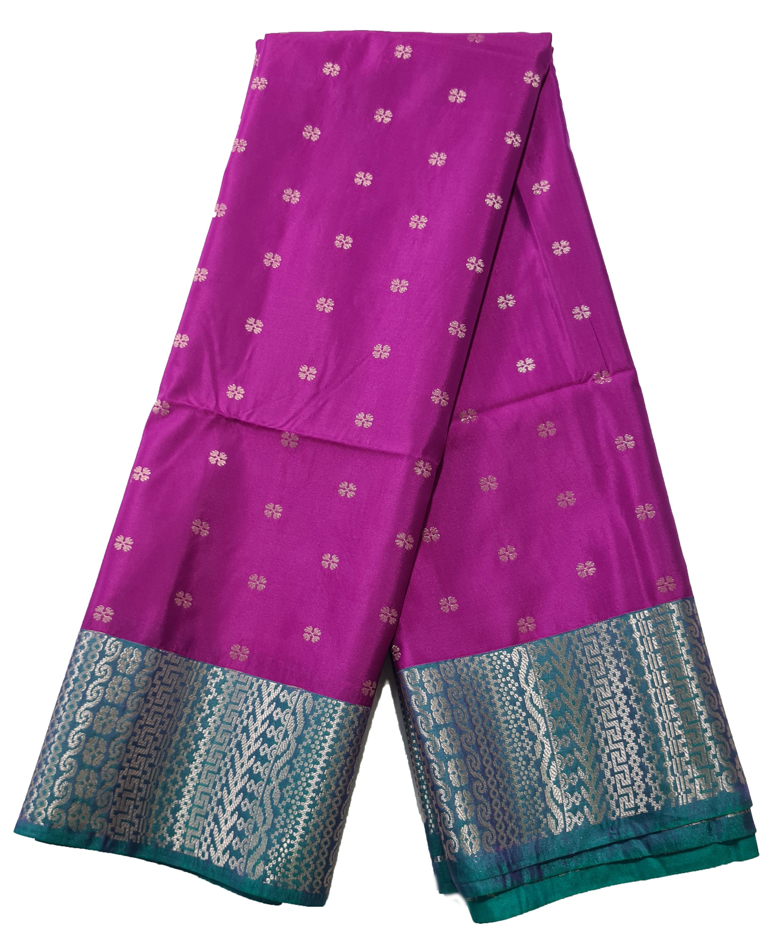 Kanchi Vegan Silk Saree With Contrast Blouse and Rich Jari Pallu