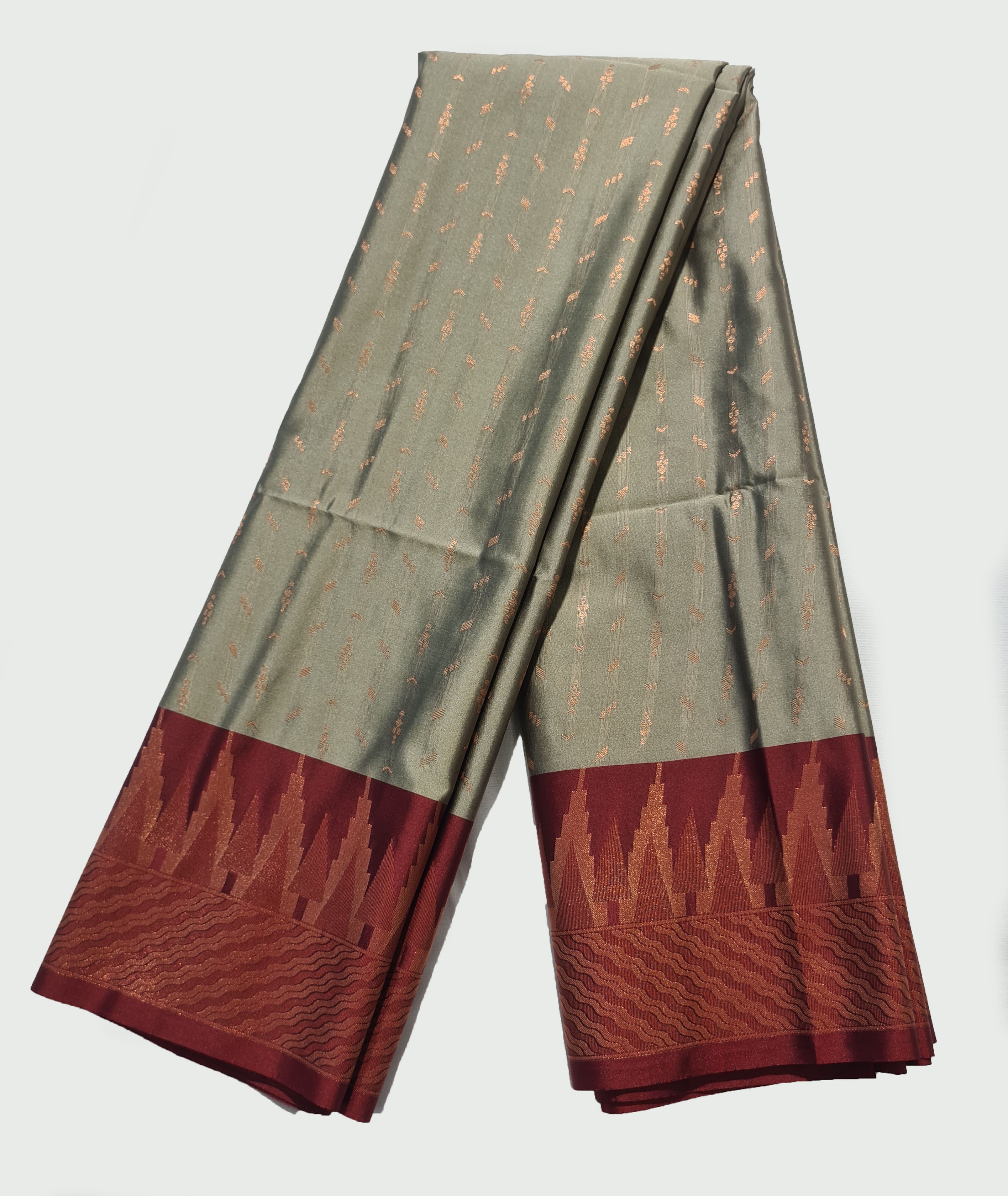 Kanchi Vegan Silk Saree With Contrast Blouse and Rich Jari Pallu