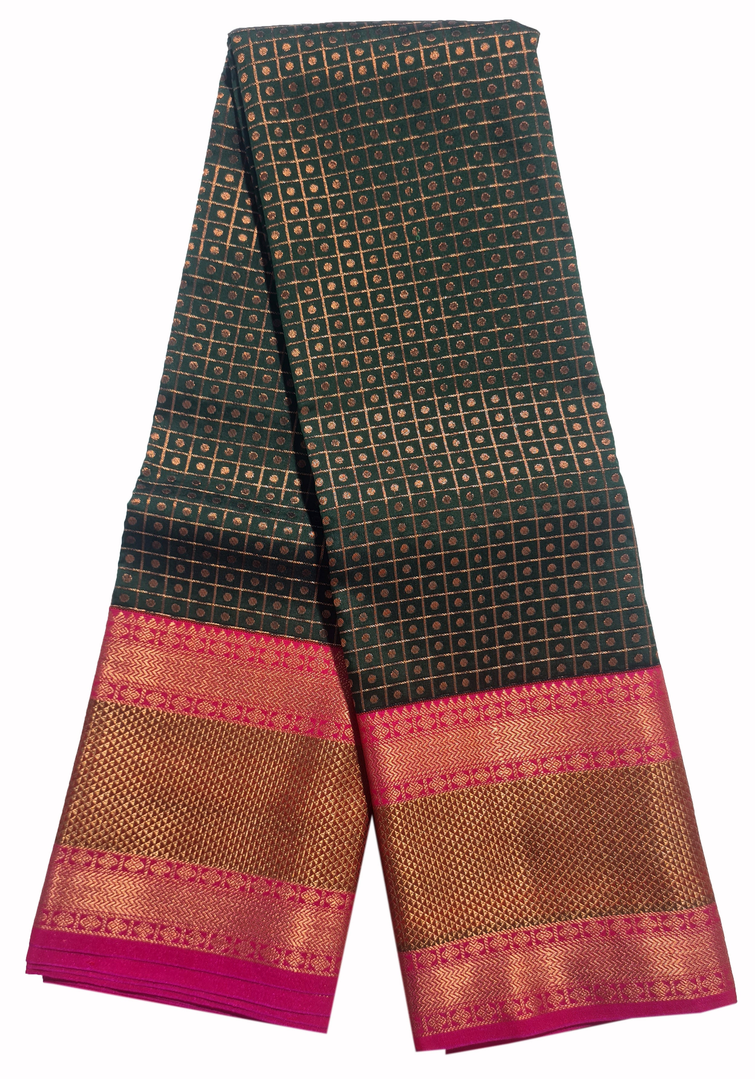 Kanchi Vegan Silk Saree With Contrast Blouse and Rich Jari Pallu