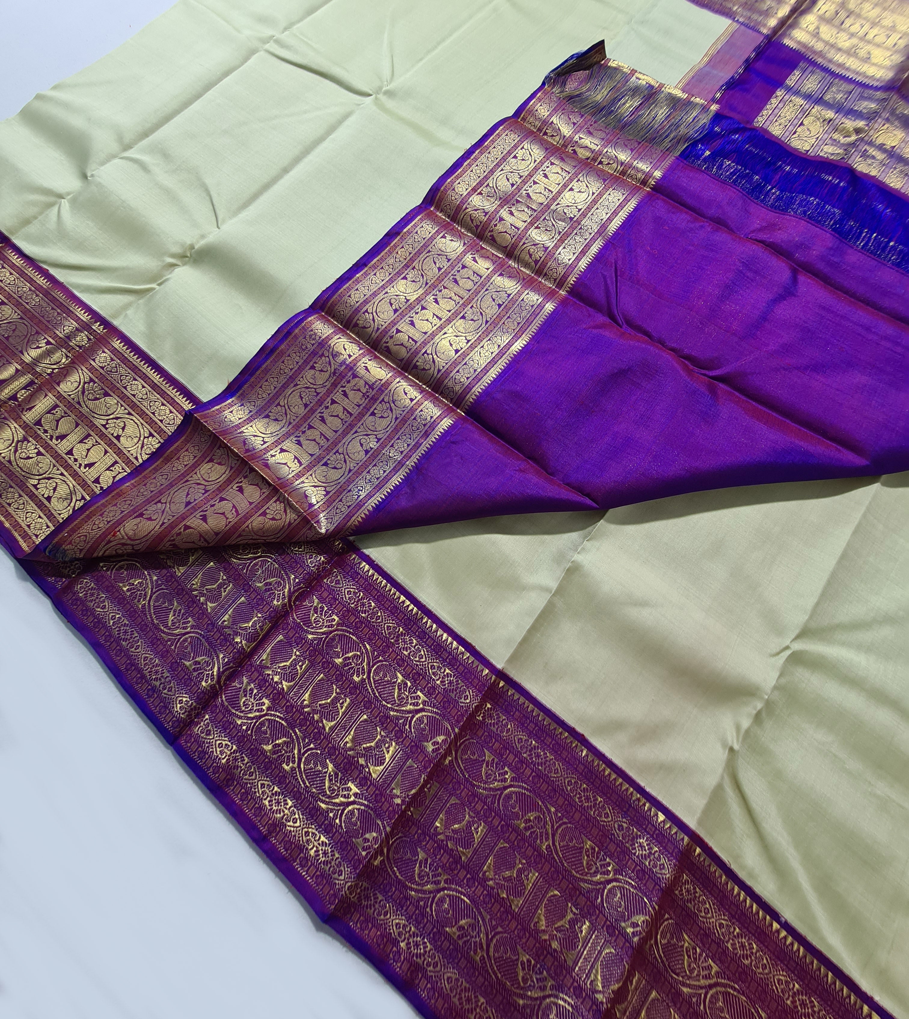 Korvai border Kanchipuram Pure Silk Saree with 2g pure zari