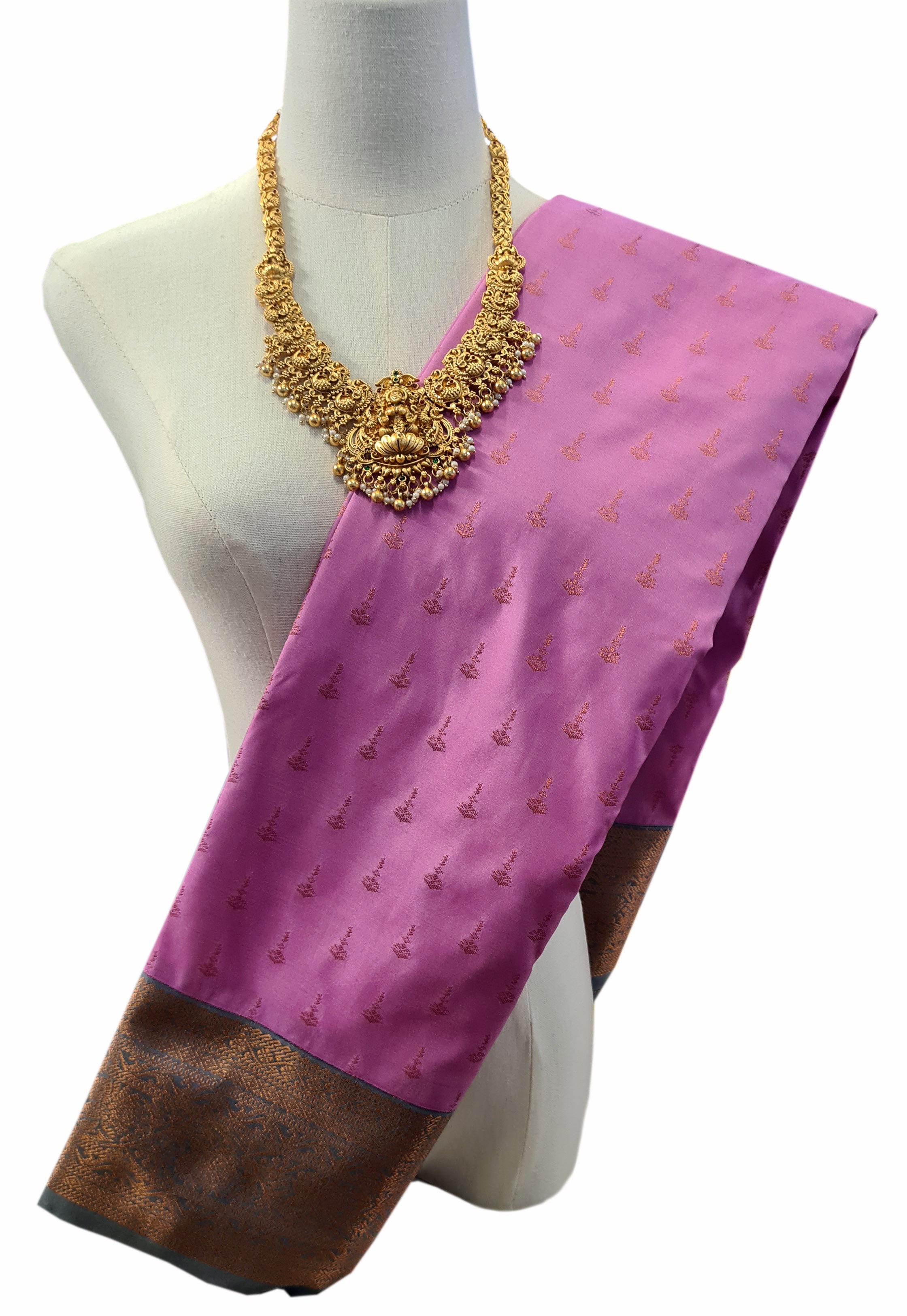 Kanchi Vegan Silk Saree With Contrast Blouse and Rich Jari Pallu
