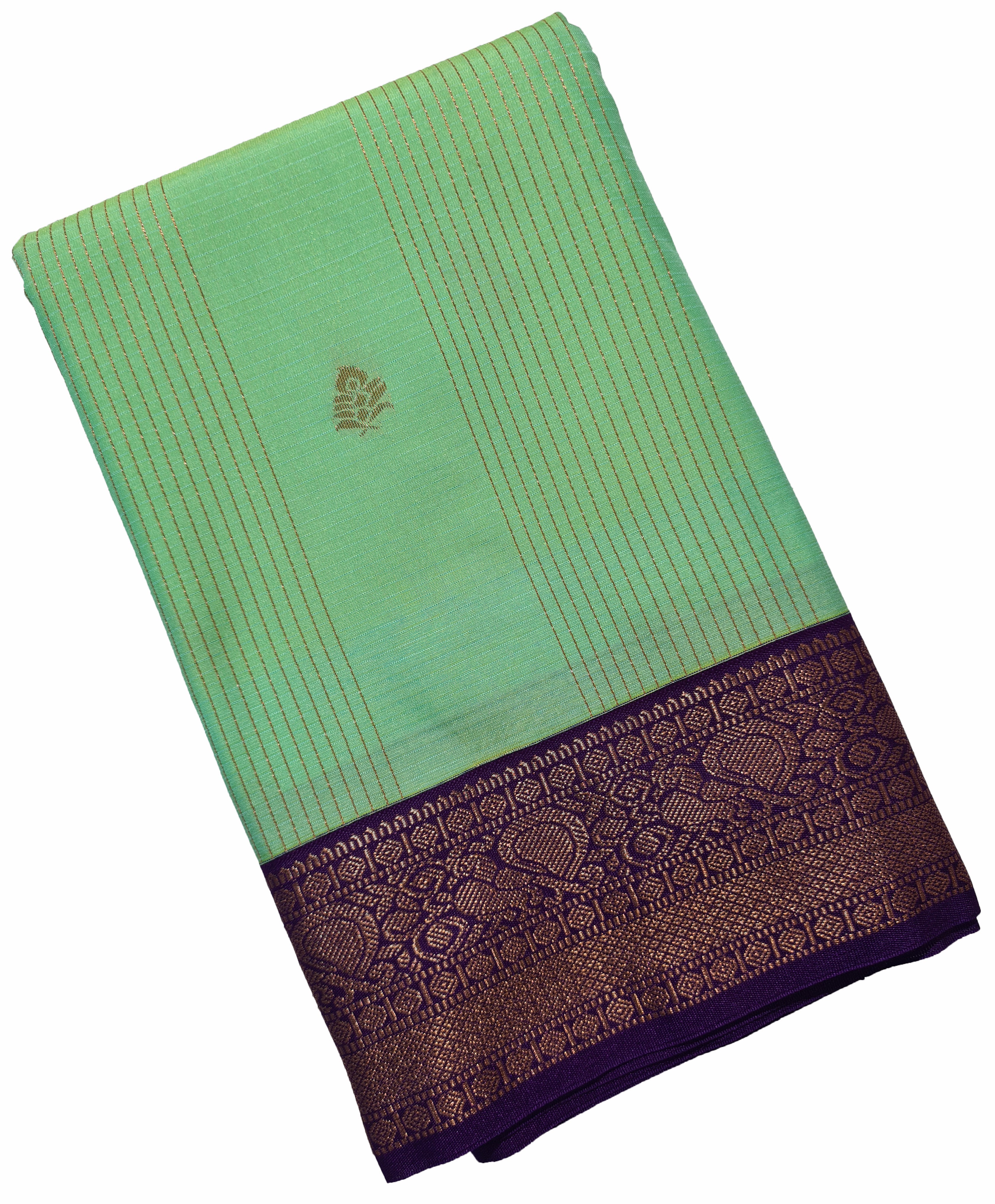 Kanchi Vegan Silk Saree With Contrast Blouse and Rich Jari Pallu