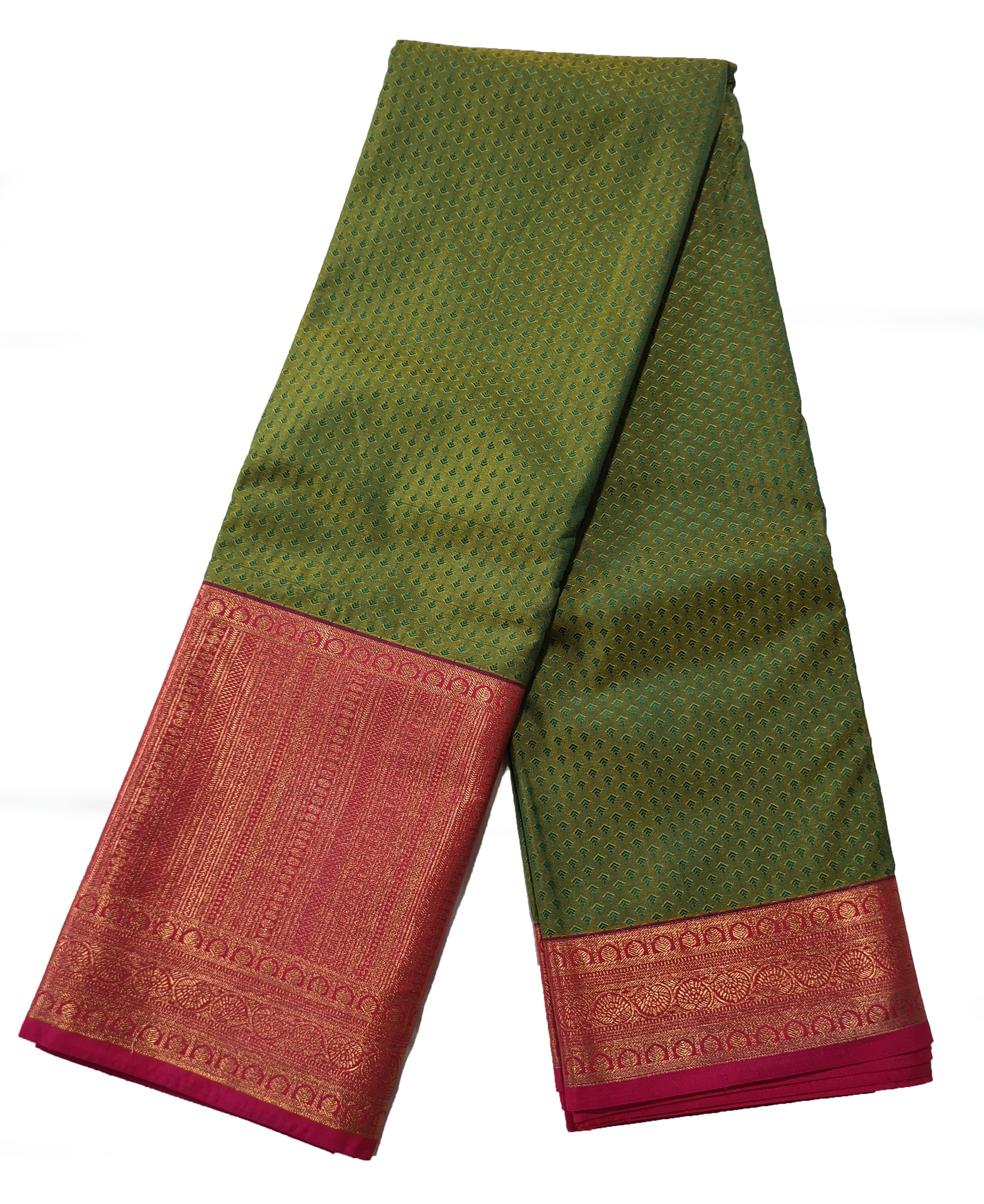 Kanchi Vegan Silk Saree With Contrast Blouse and Rich Jari Pallu