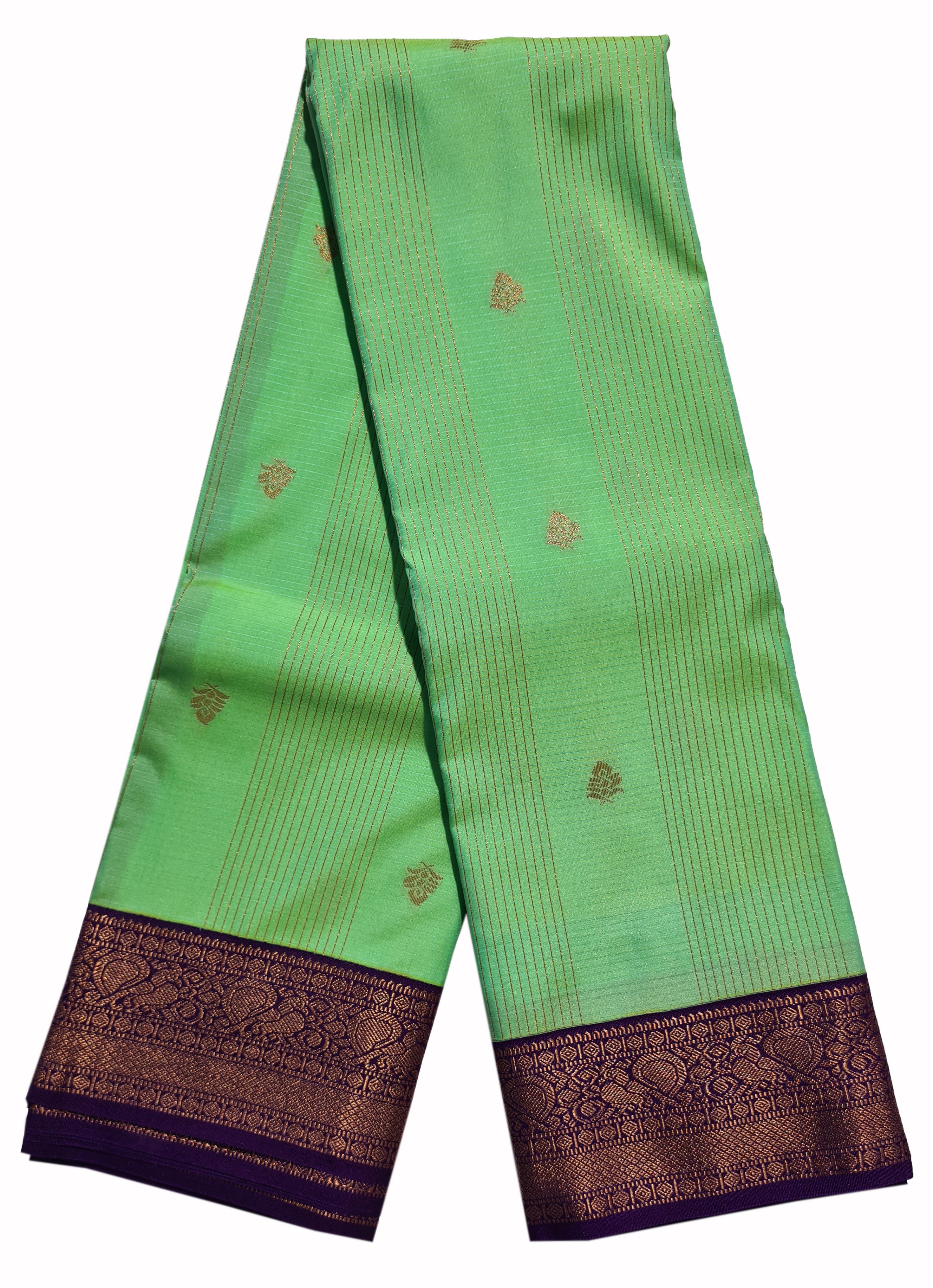 Kanchi Vegan Silk Saree With Contrast Blouse and Rich Jari Pallu