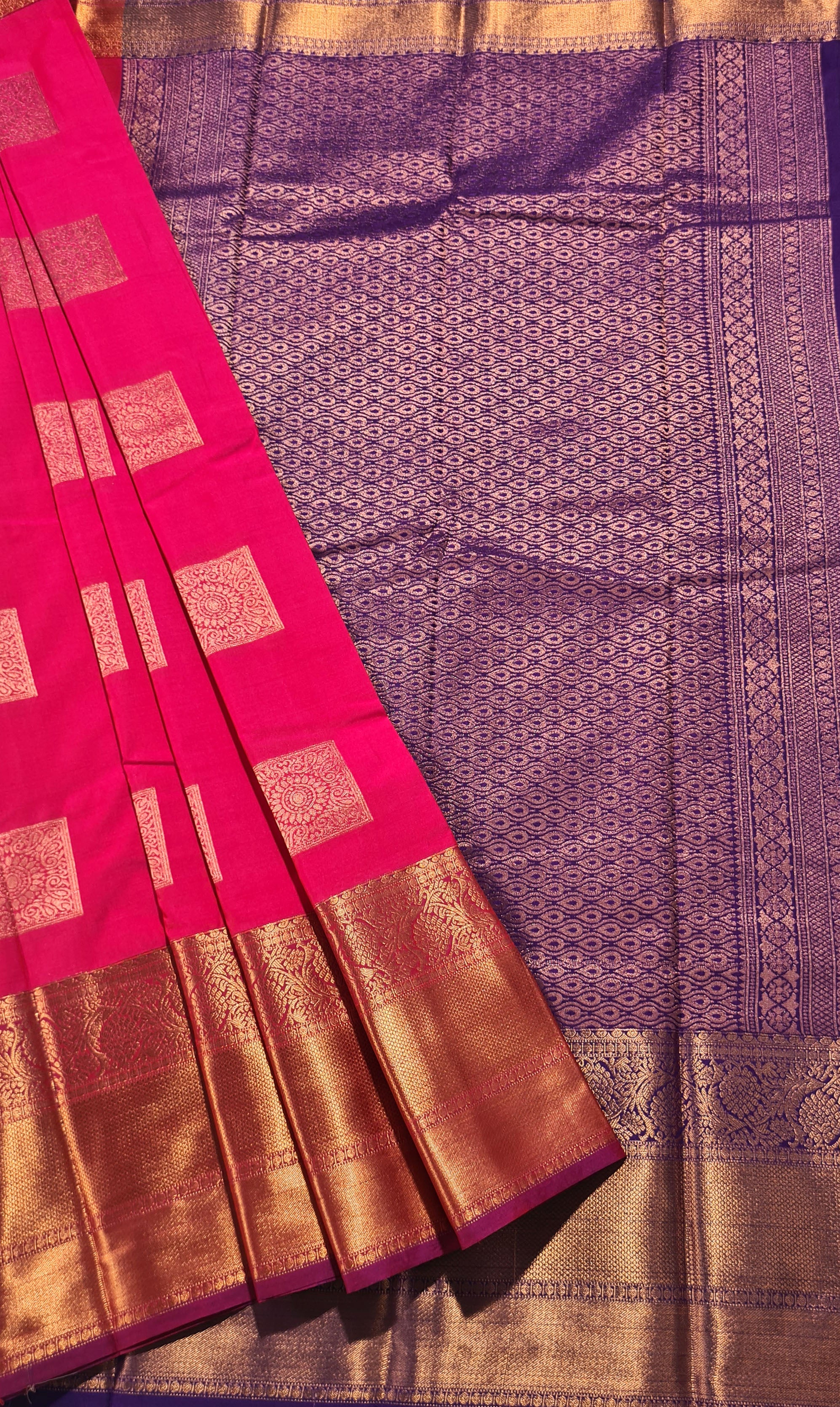 Kanchi Vegan Silk Saree With Contrast Blouse and Rich Jari Pallu