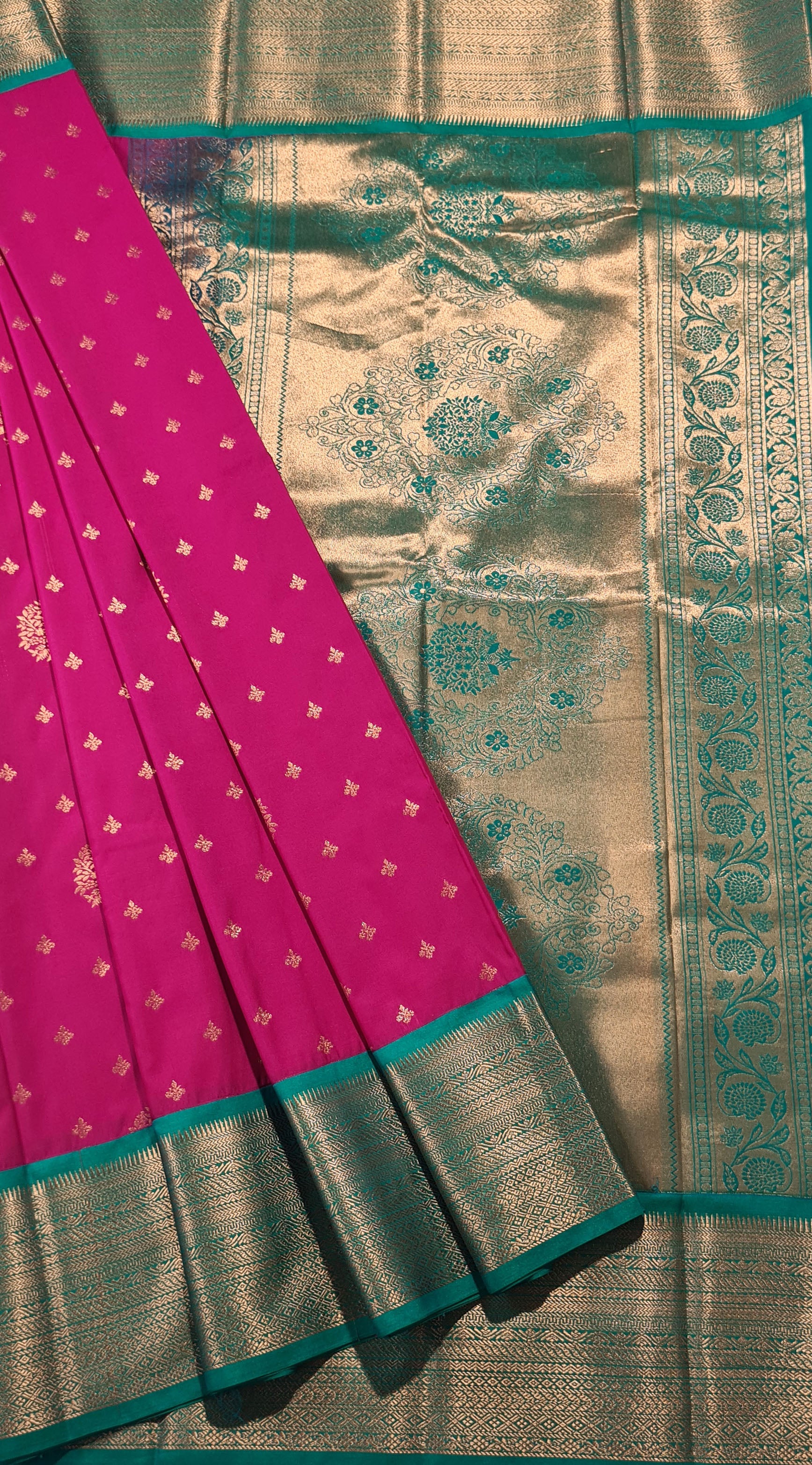 Kanchi Vegan Silk Saree With Contrast Blouse and Rich Jari Pallu