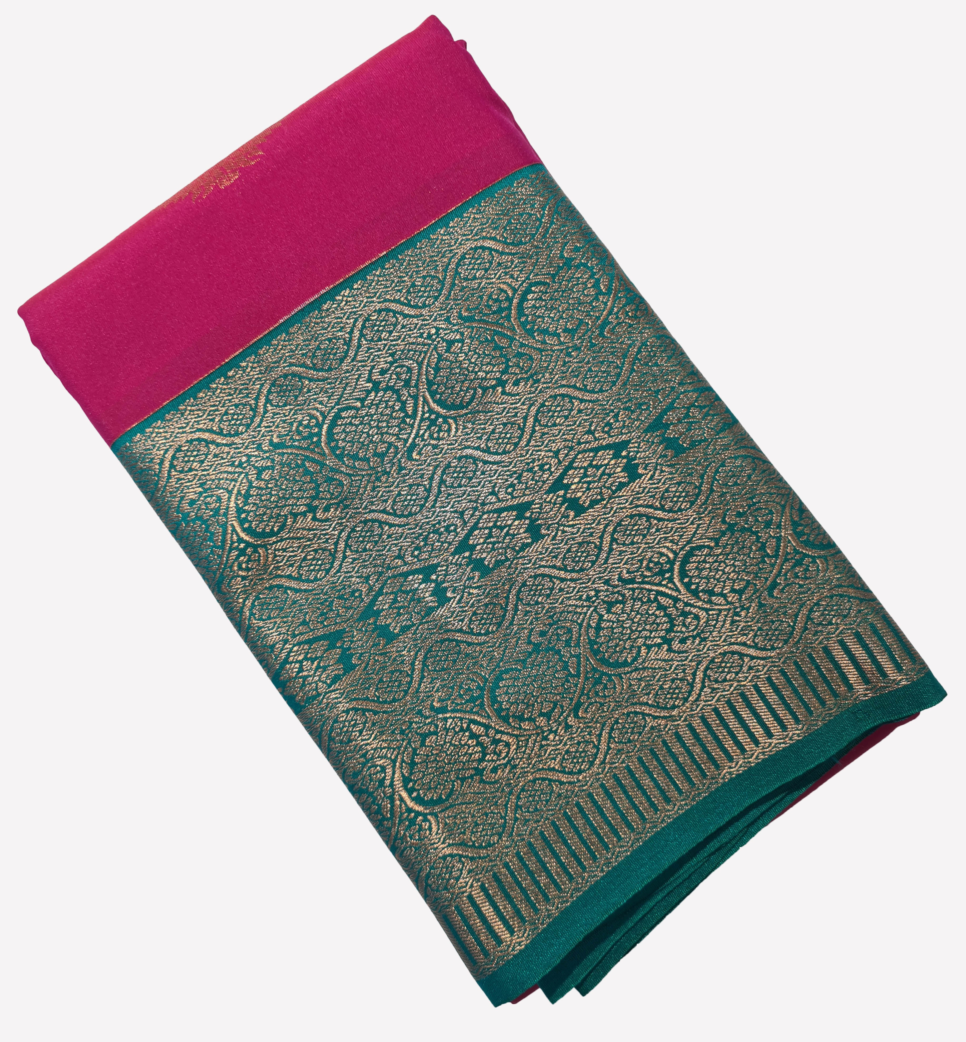 Kanchi Vegan Silk Saree With Contrast Blouse and Rich Jari Pallu