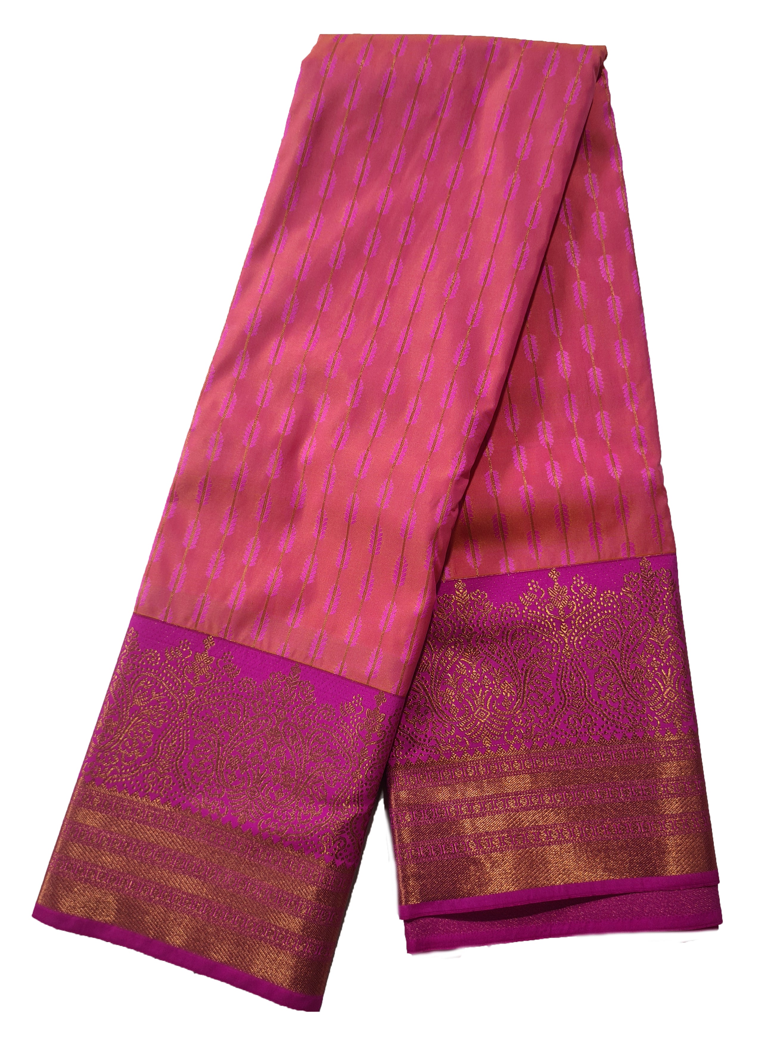 Kanchi Vegan Silk Saree With Contrast Blouse and Rich Jari Pallu