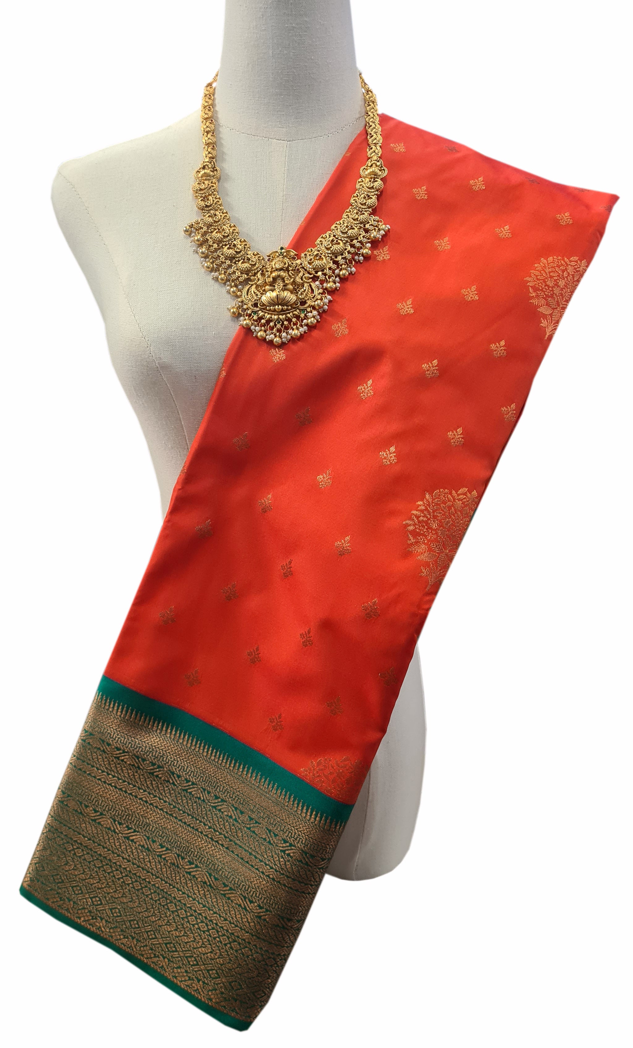 Kanchi Vegan Silk Saree With Contrast Blouse and Rich Jari Pallu