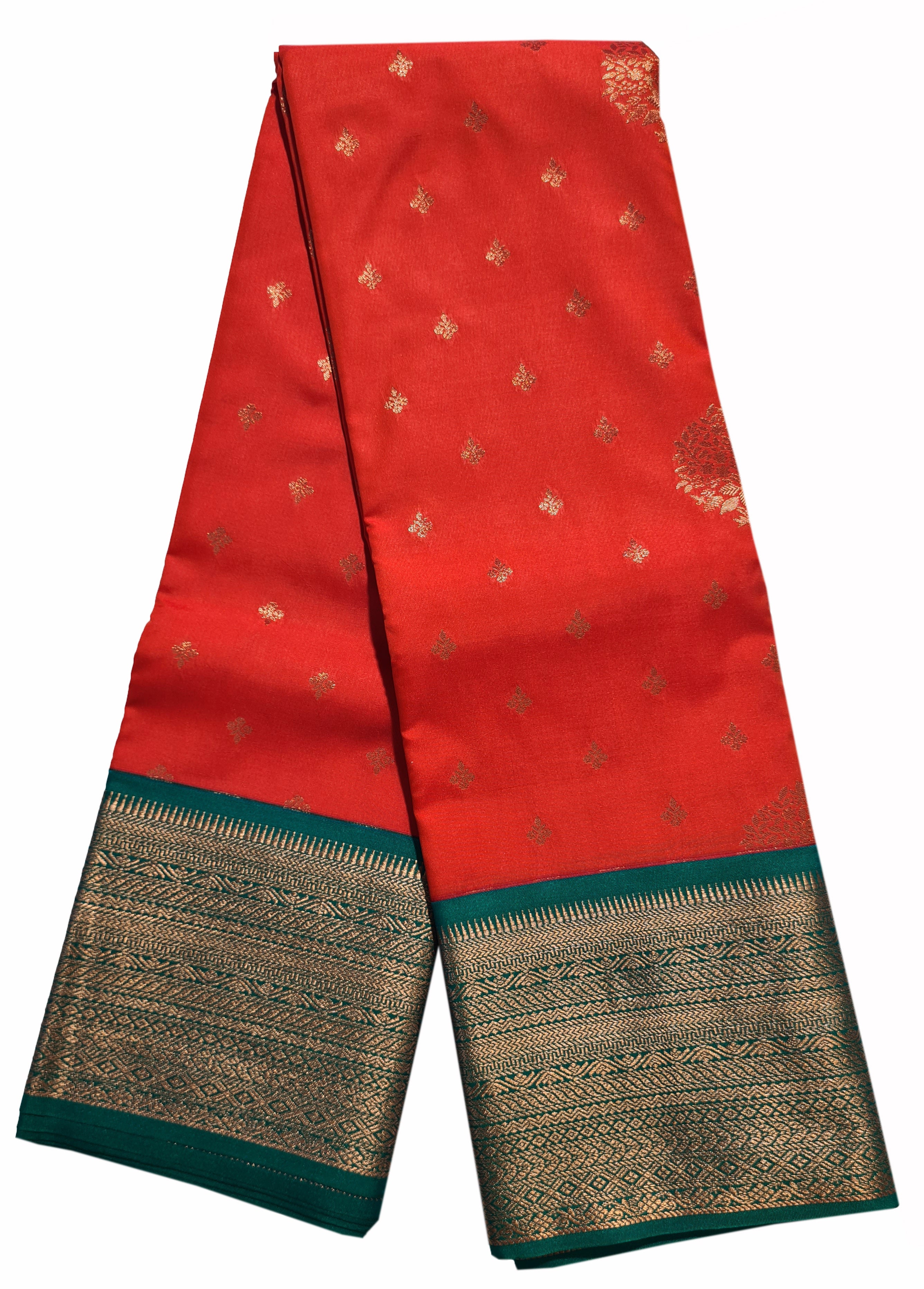 Kanchi Vegan Silk Saree With Contrast Blouse and Rich Jari Pallu