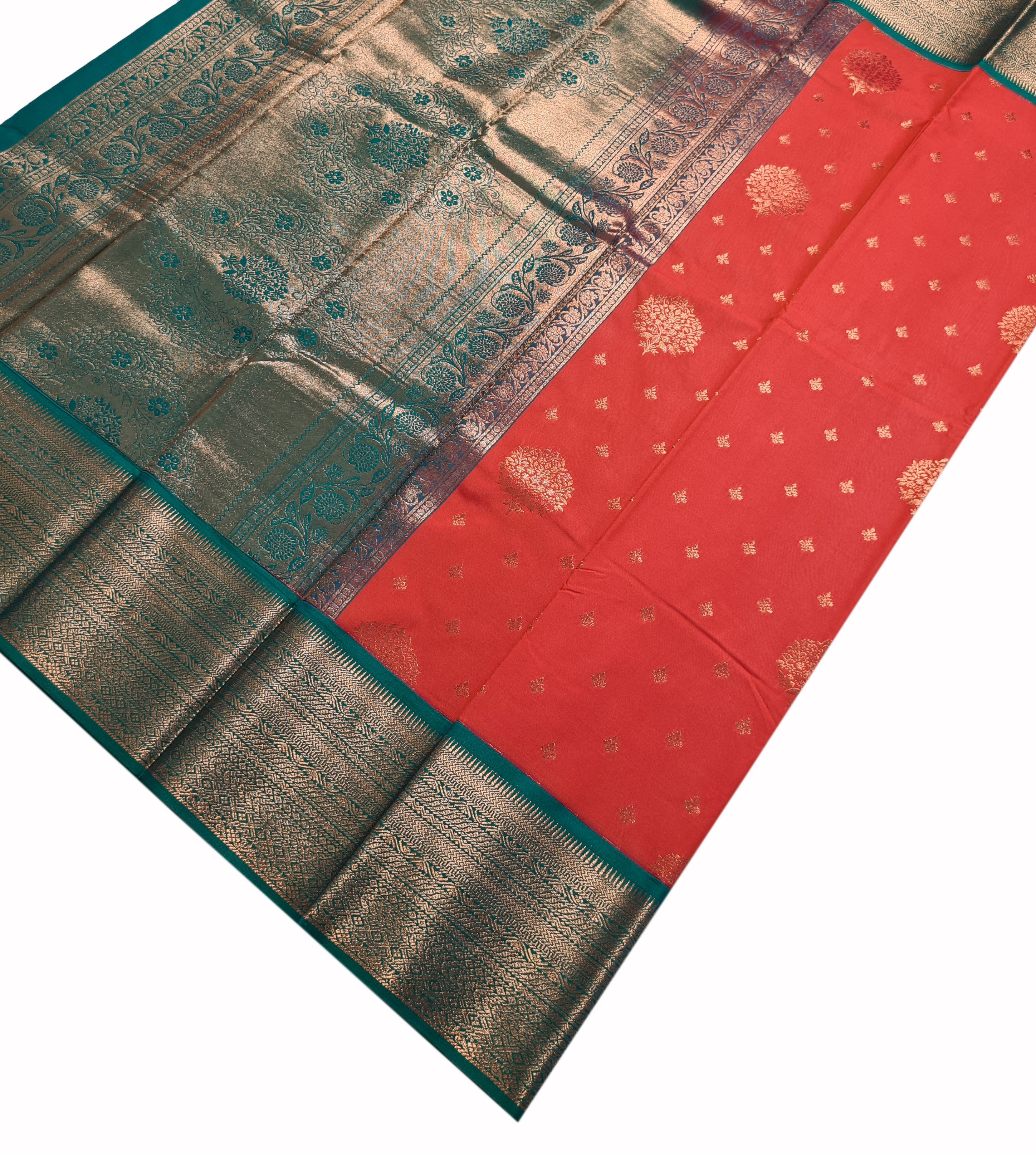 Kanchi Vegan Silk Saree With Contrast Blouse and Rich Jari Pallu
