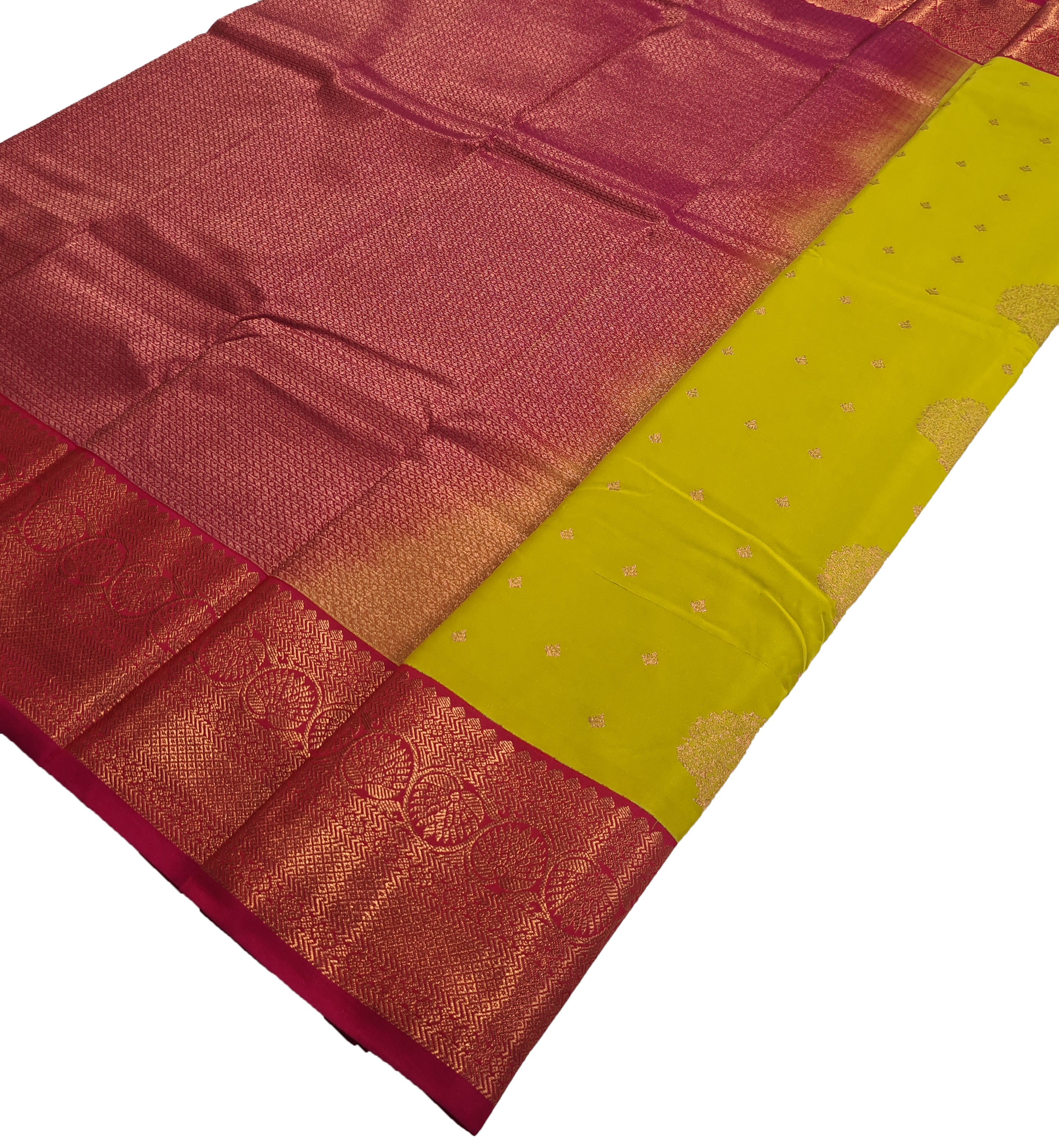 Kanchi Vegan Silk Saree With Contrast Blouse and Rich Jari Pallu