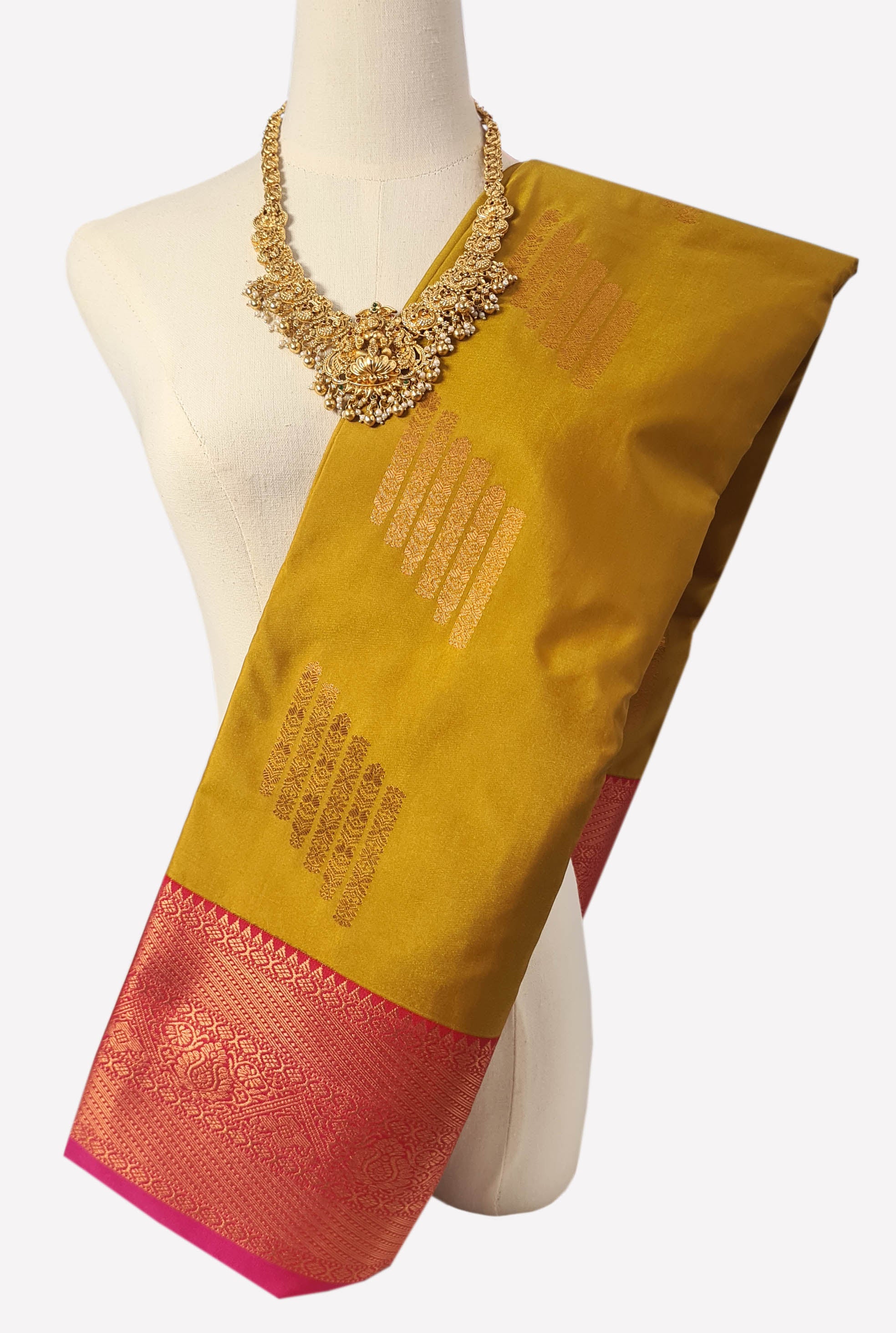 Kanchi Vegan Silk Saree With Contrast Blouse and Rich Jari Pallu