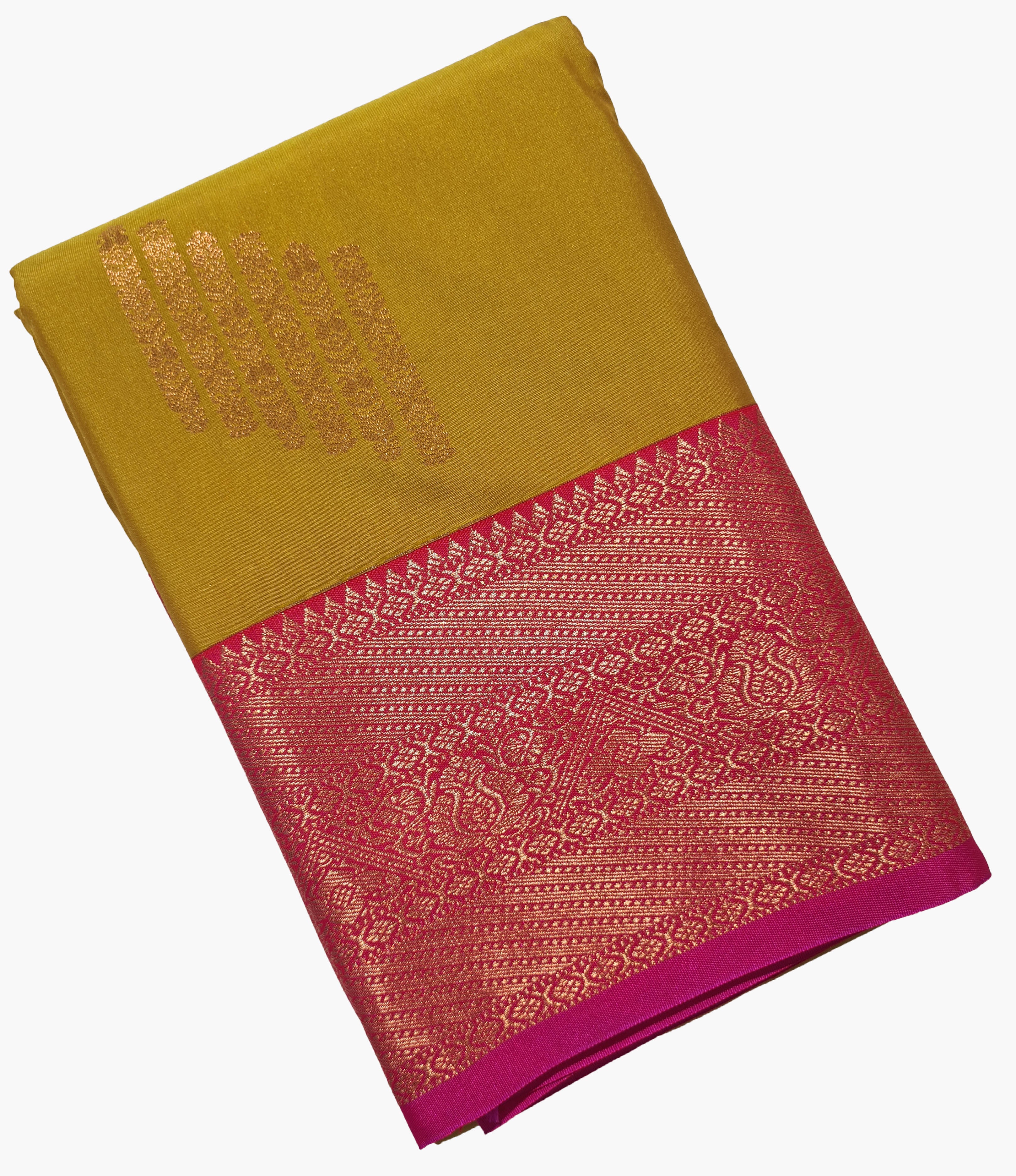 Kanchi Vegan Silk Saree With Contrast Blouse and Rich Jari Pallu