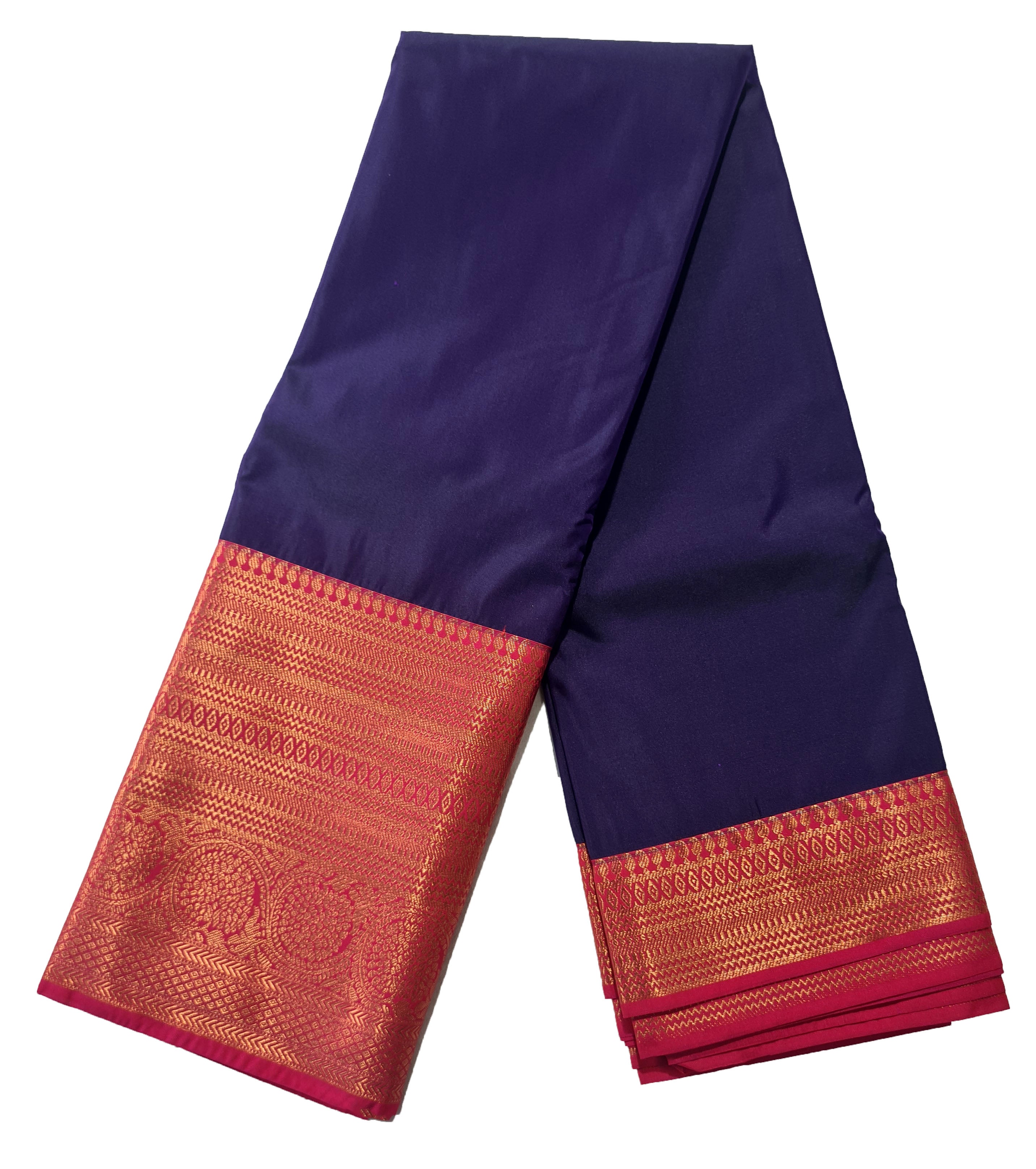 Kanchi Vegan Silk Saree With Contrast Blouse and Rich Jari Pallu